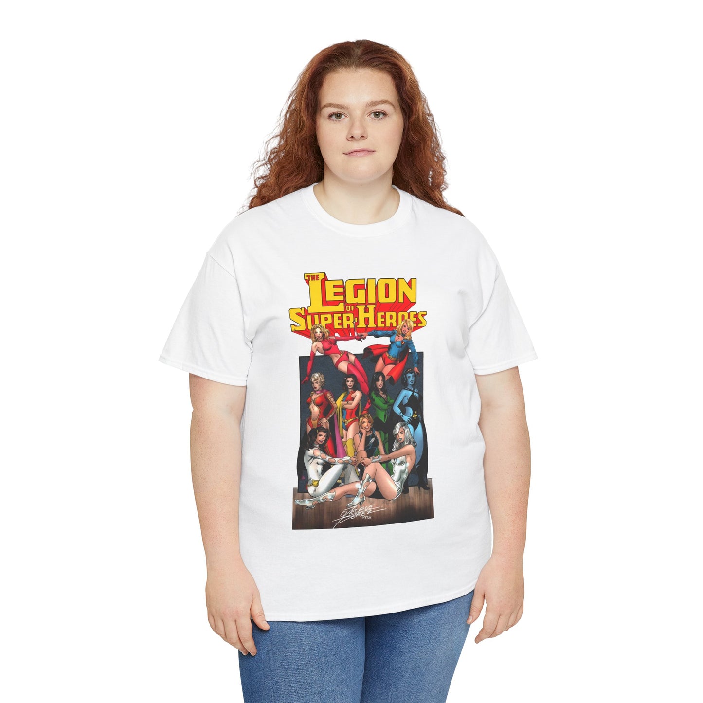 Legion of Super-Heroes T-Shirt - George Perez Art - Saturn Girl, Supergirl, Dream Girl, Shadow Lass, Phantom Girl - The Super Woman of LOSH - DC Comics
