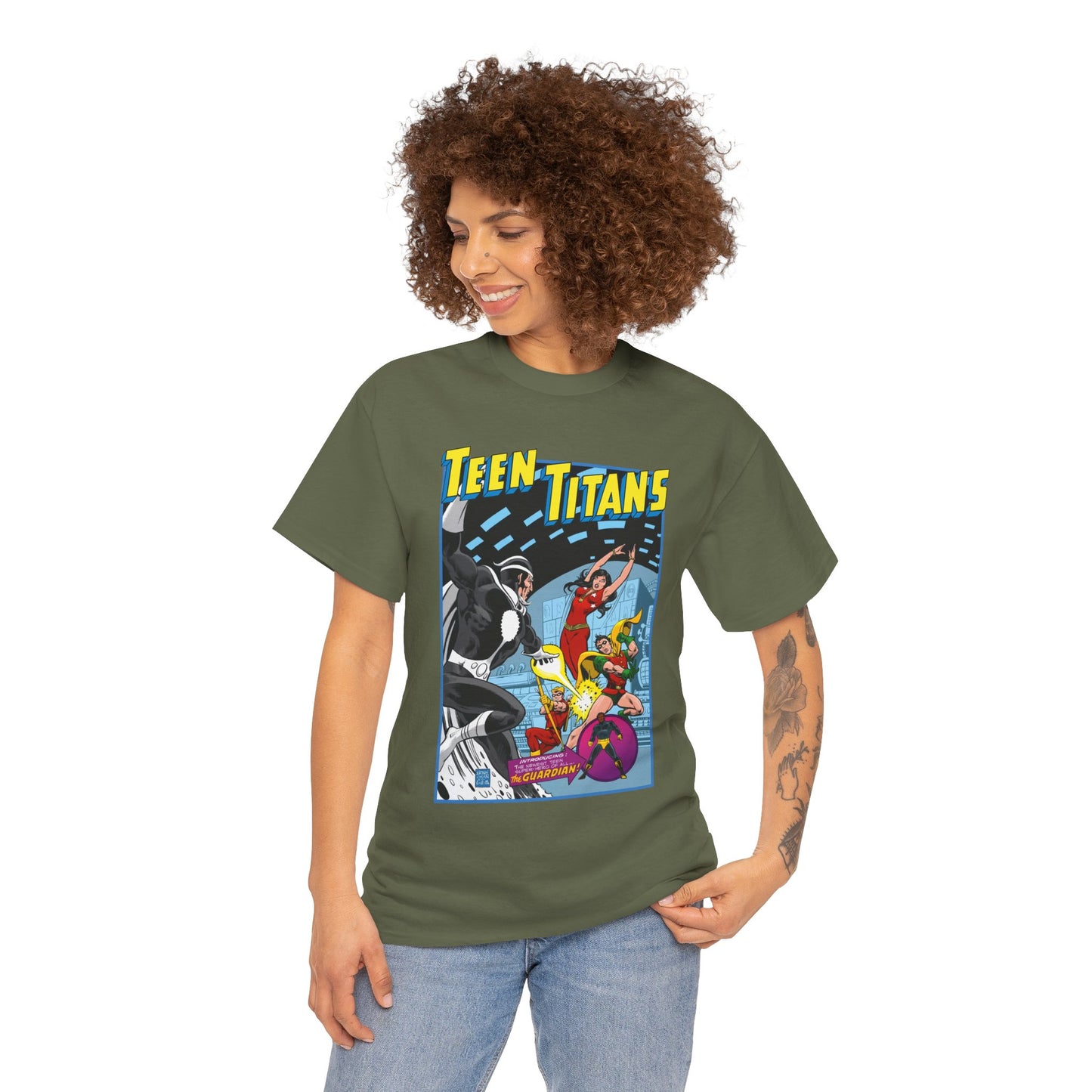 Teen Titans T-Shirt - Bronze Age DC Comics - Dr Light, Wonder Girl, Robin, Mal, Guardian, Speedy - Ernie Chan Cover Art from Issue #44