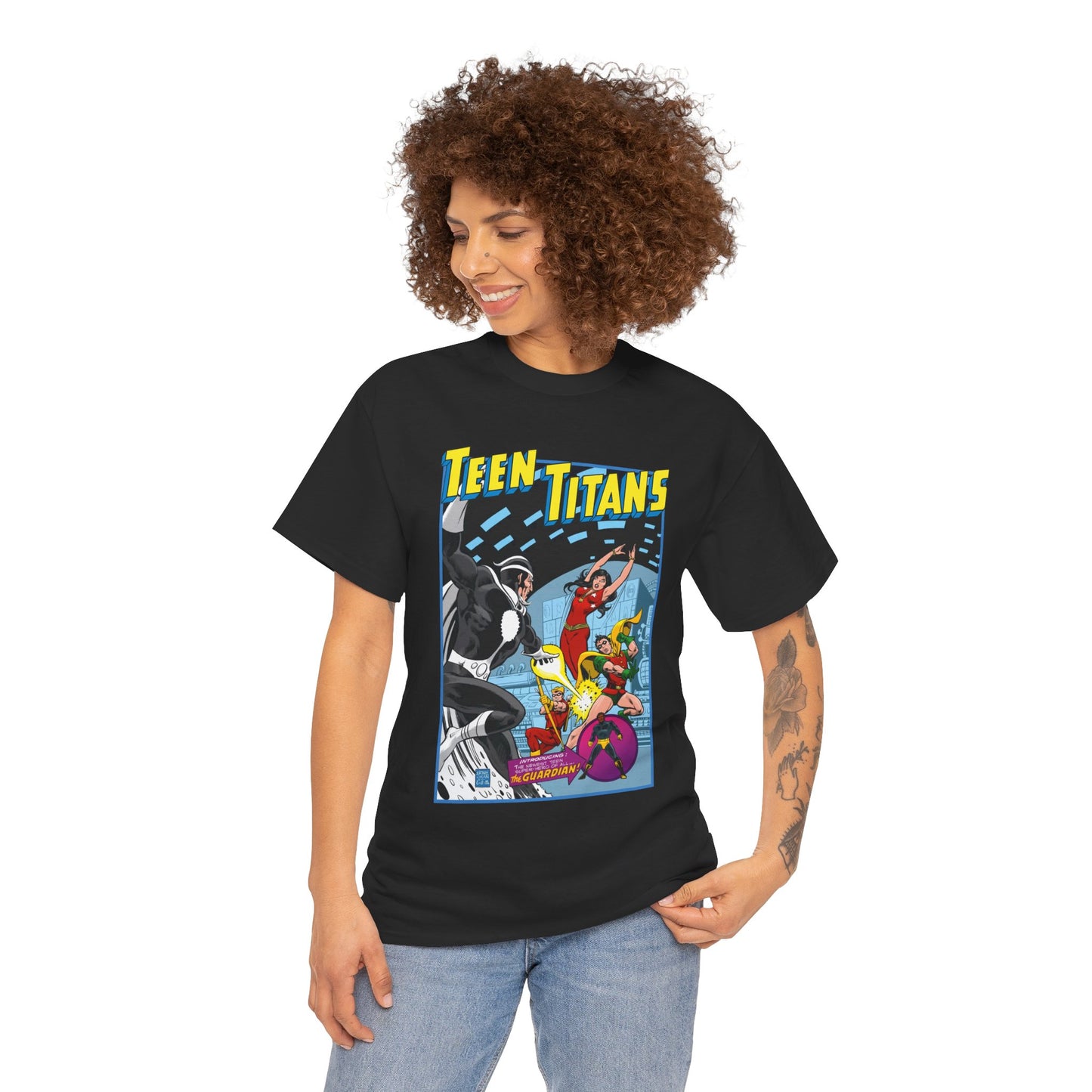 Teen Titans T-Shirt - Bronze Age DC Comics - Dr Light, Wonder Girl, Robin, Mal, Guardian, Speedy - Ernie Chan Cover Art from Issue #44