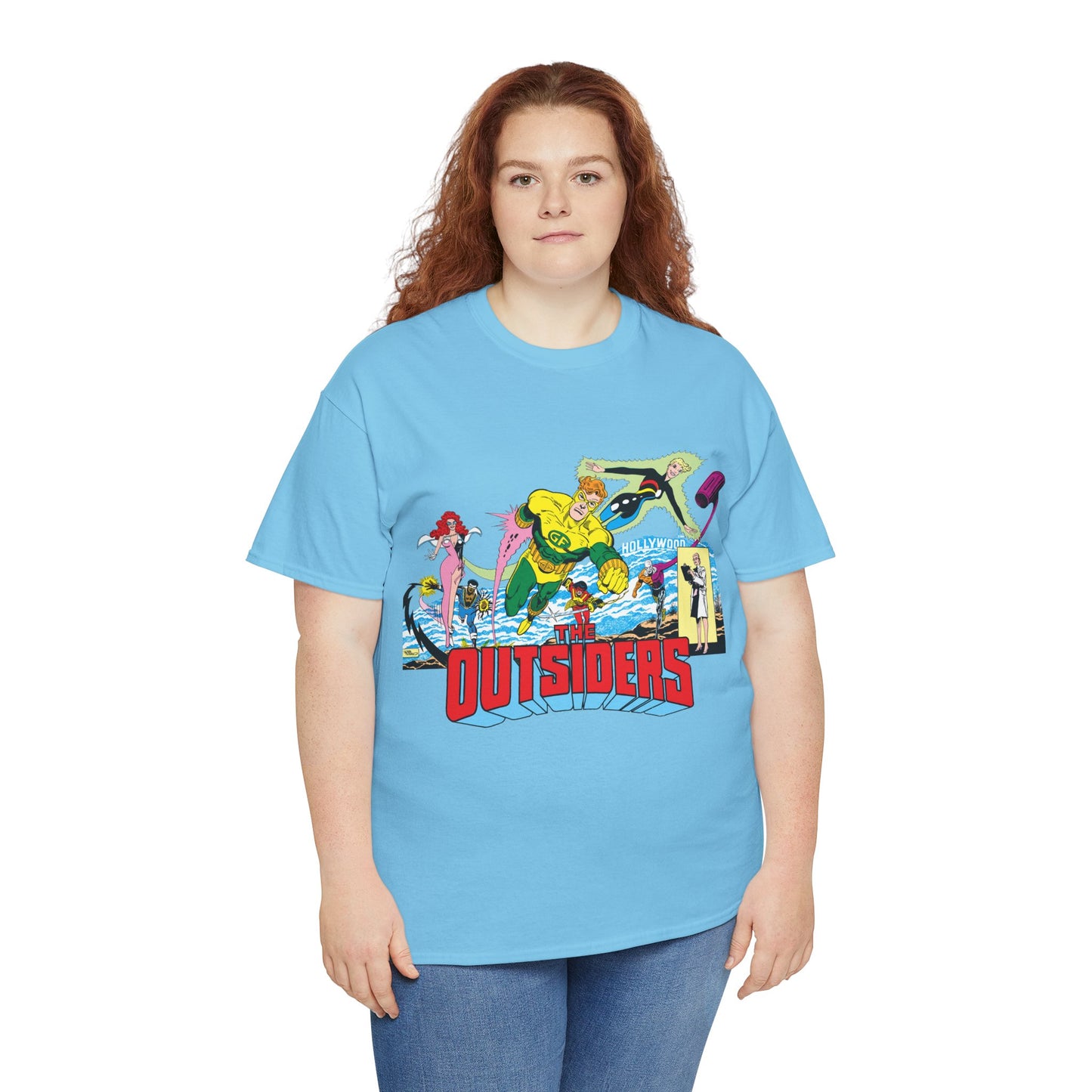 Outsiders T-Shirt - Amazing Jim Aparo Art - Black Lightning, Geo-Force, Katana, Metamorpho, Looker, Halo - DC Comics