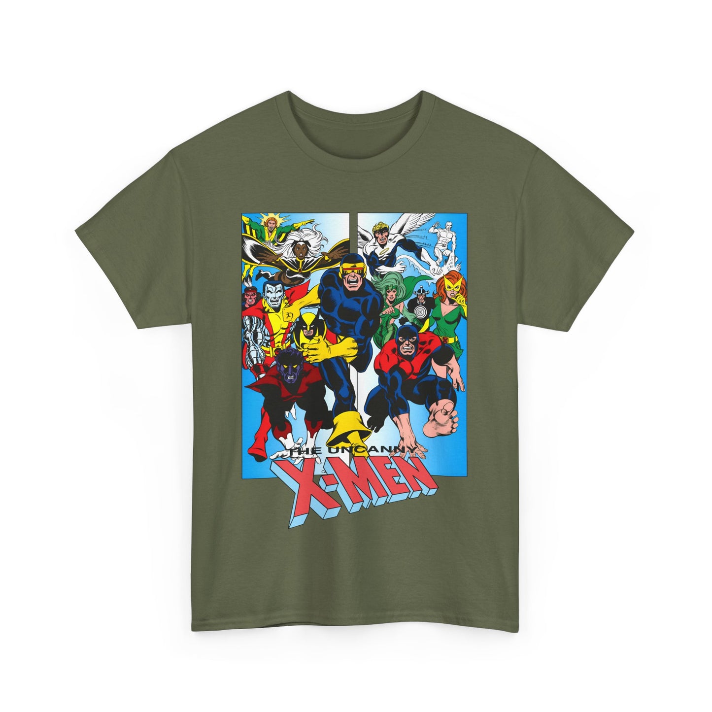 Uncanny X-Men T-Shirt - Classic Dave Cockrum Art - Popular Marvel Comics Series - Wolverine, Storm, Cyclops, Nightcrawler, Jean Grey, Iceman, Banshee, Beast