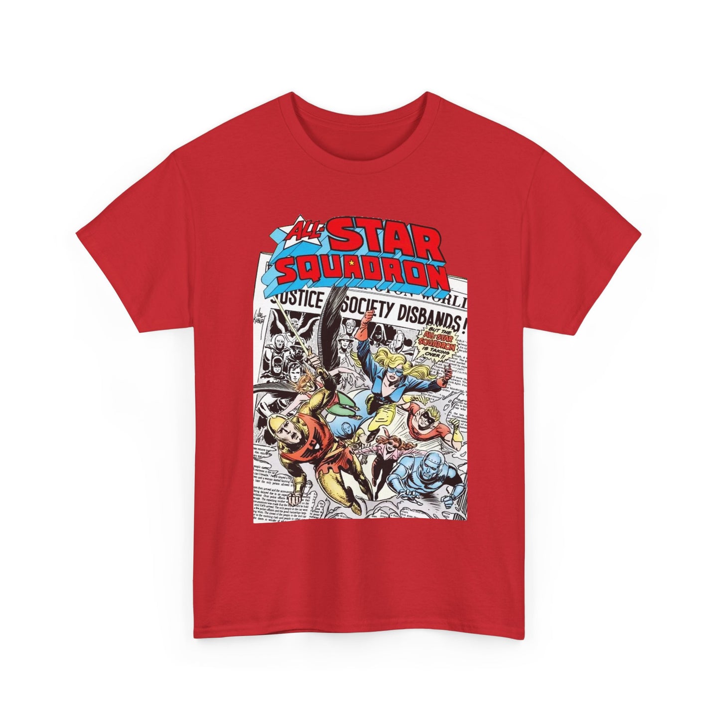 All-Star Squadron T-Shirt - Joe Kubert Art - Liberty Belle, Robotman, Shining Knight, Johnny Quick, Firebrand - JSA Connection - DC Comics
