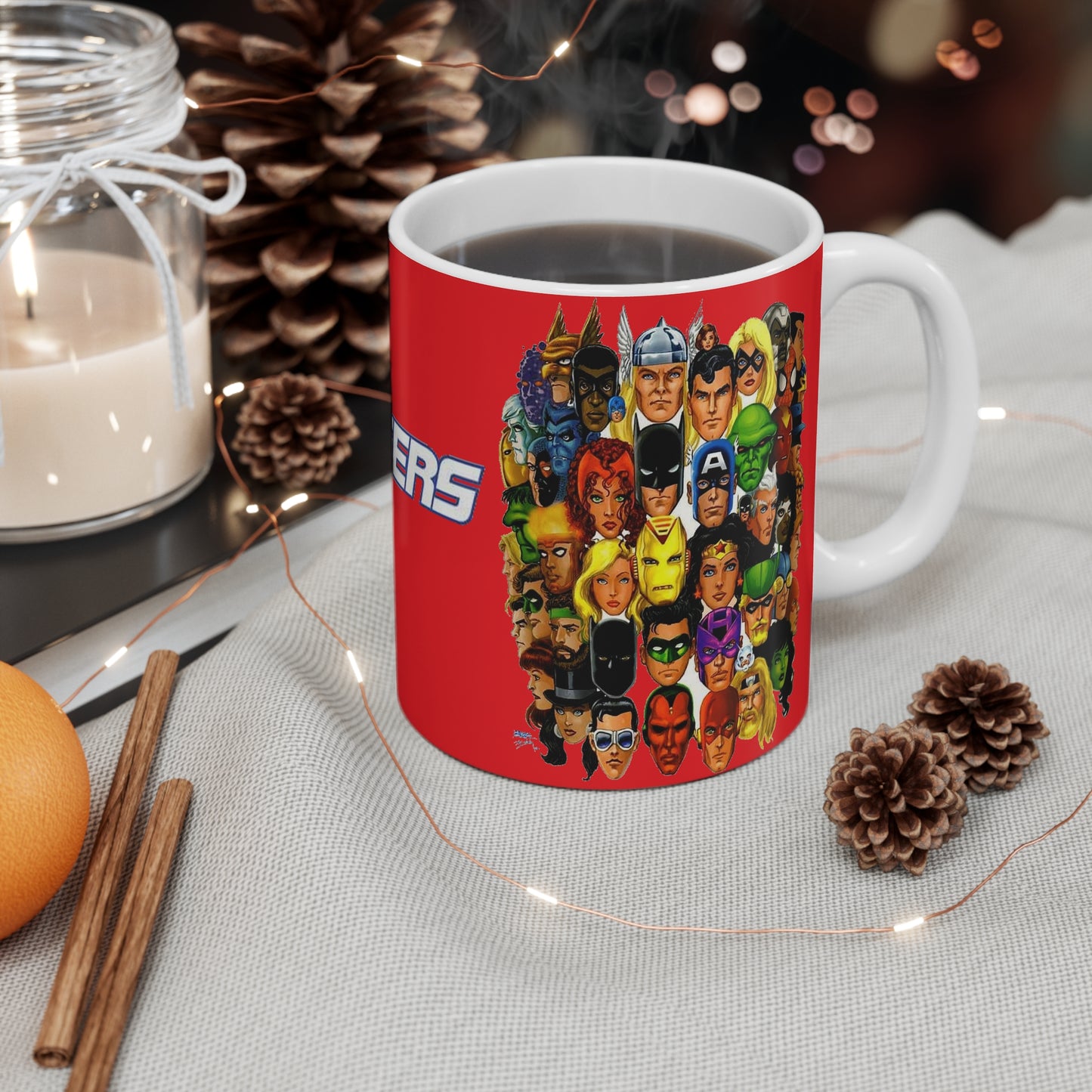 JLA/Avengers Coffee Mug, 11oz- George Perez Art - DC Comics/Marvel Comics Crossover - Superman, Thor, Iron Man, Batman
