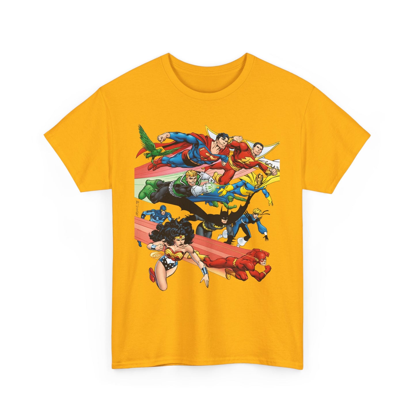 DC Legends T-Shirt - John Byrne Art - Superman, Dr Fate, Blue Beetle, Wonder Woman, Black Canary, Guy Gardner - DC Comics