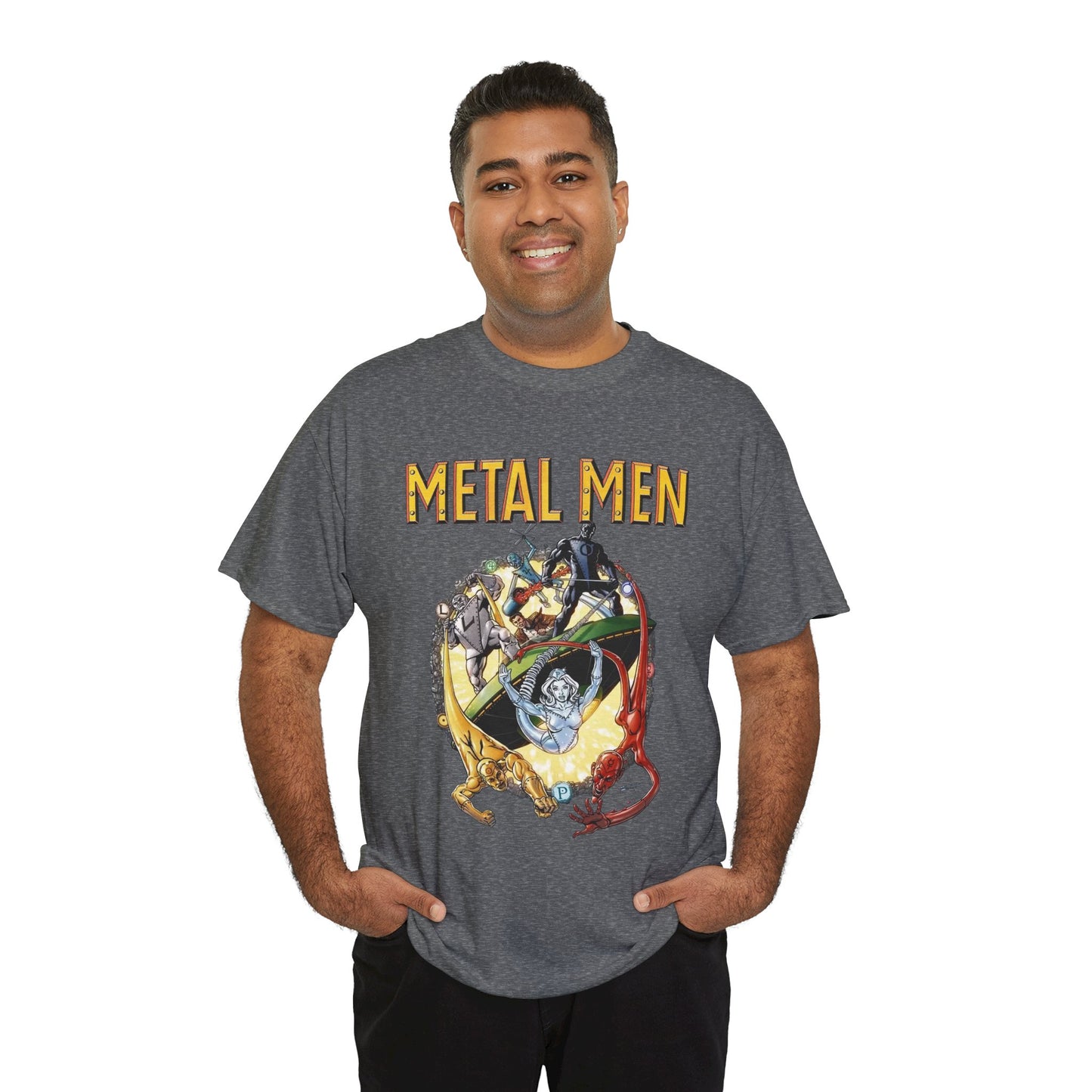 Metal Men T-Shirt - George Perez Art - DC Comics - Classic Silver Age Team - Mercury, Iron, Tin, Gold
