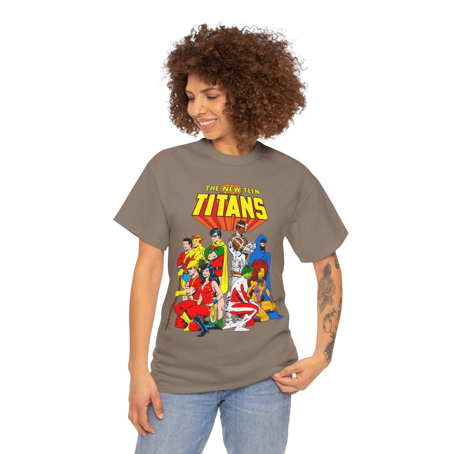 New Teen Titans T-Shirt - George Perez Art - Robin, Wonder Girl, Starfire, Raven, Cyborg, Speedy, Aqualad - DC Comics