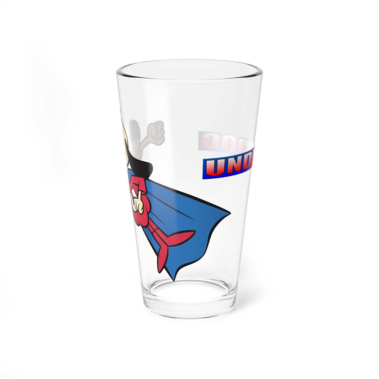 Underdog Pint Glass, 16oz - Shoeshine Boy - Saturday Morning Cartoon - 1960s TV Animation