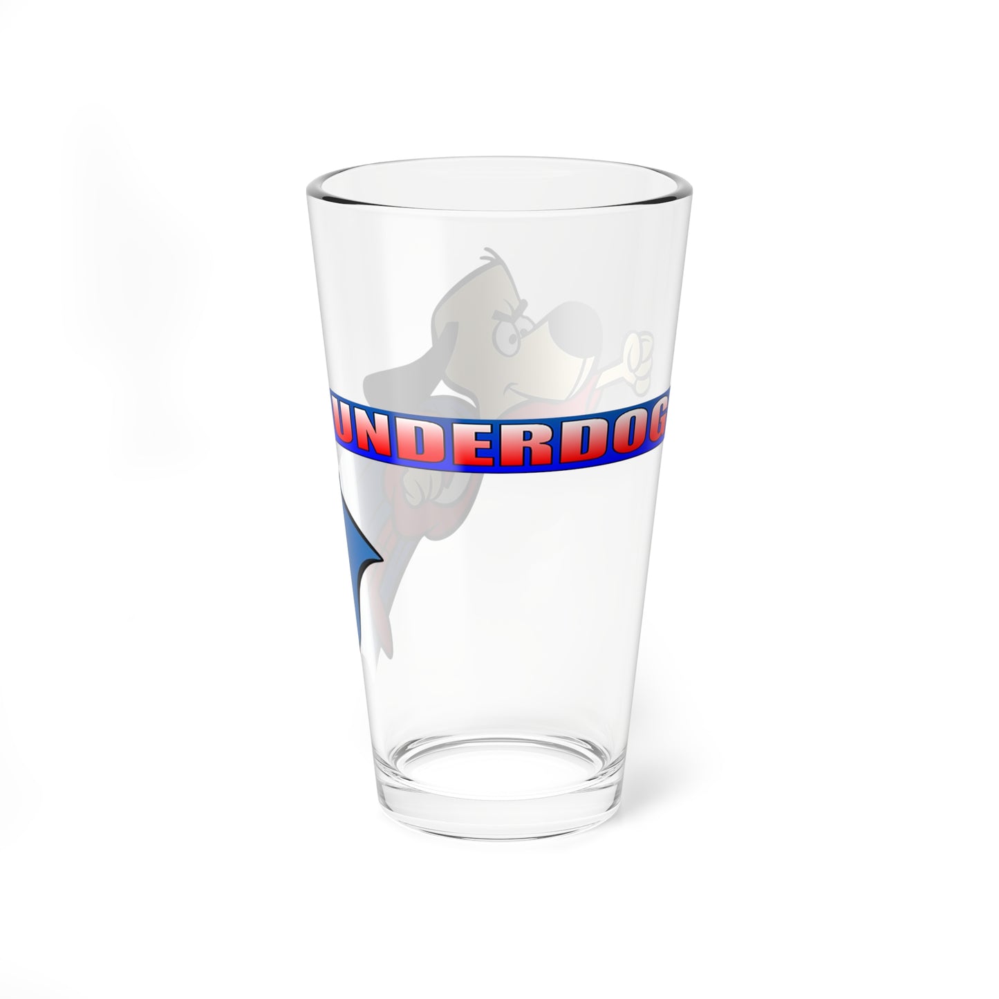 Underdog Pint Glass, 16oz - Shoeshine Boy - Saturday Morning Cartoon - 1960s TV Animation