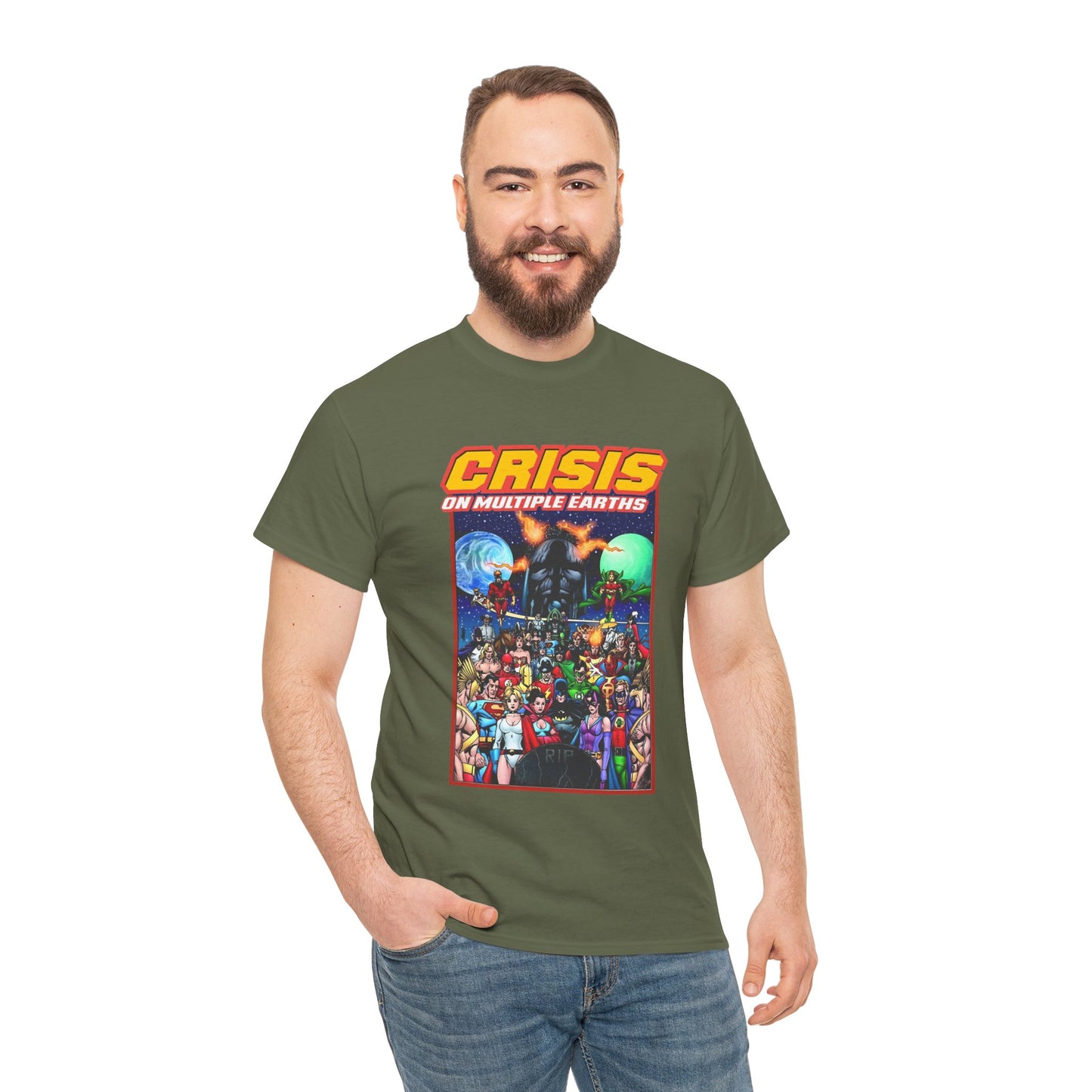 Crisis on Multiple Earths T-Shirt - George Perez Art - JSA & JLA Team-ups - Superman, Batman, Zatanna, Huntress, Power Girl, Hawkman, New Gods, Darkseid - DC Comics
