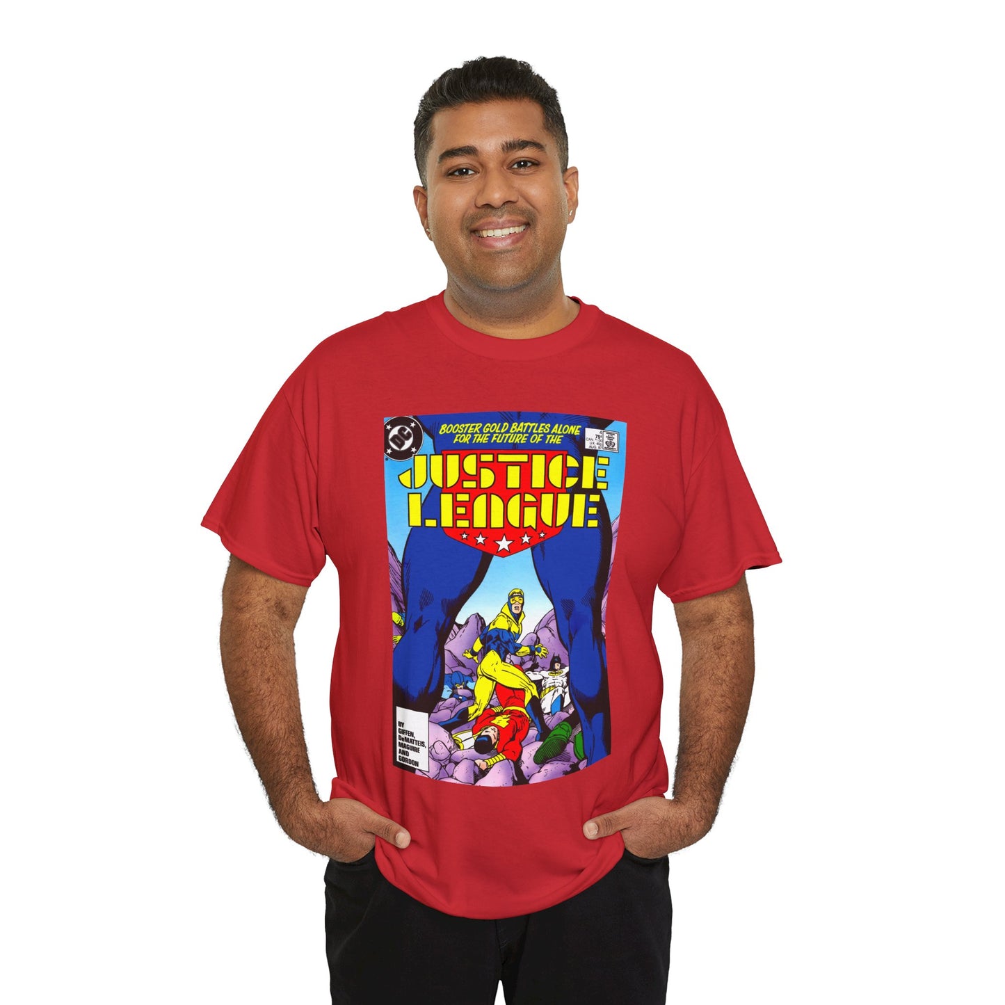 Justice League T-Shirt - Kevin Maguire Art - Booster Gold - DC Comics