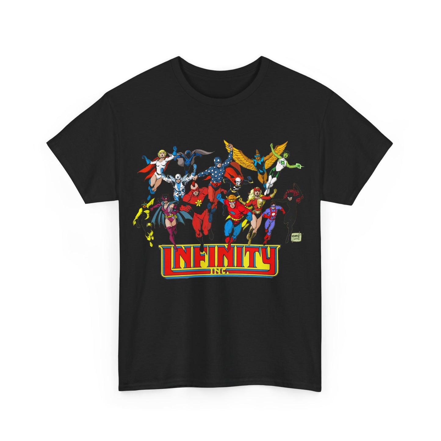 Infinity Inc Shirt - Tom Grummett Art - Jade, Obsidian, Huntress, Power Girl, Fury, Silver Scarab, Wildcat, Star-Spangled Kid - JSA Successors - DC Comics