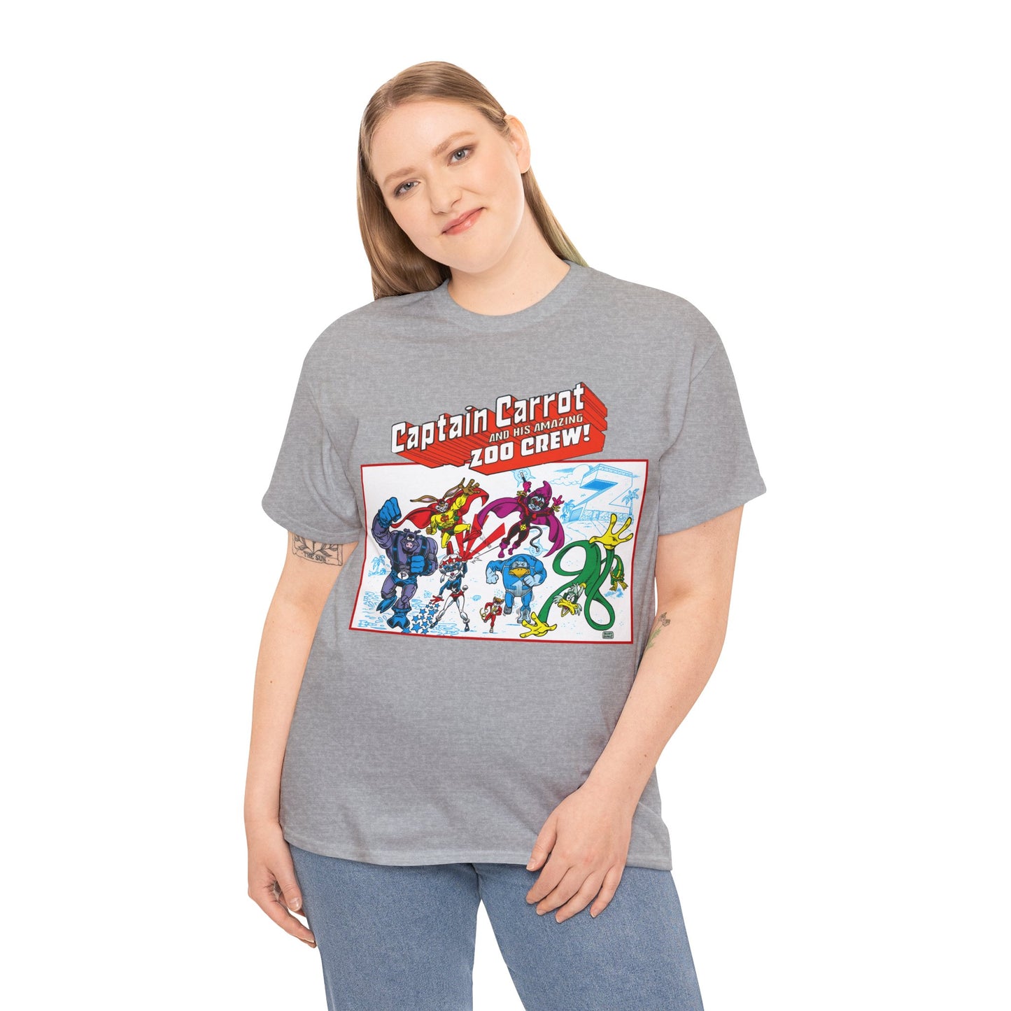 Captain Carrot & His Amazing Zoo Crew T-Shirt - DC Comics Series - Funny Animal Retro 1980s - Pig-Iron, Yankee Poodle, Rubberduck
