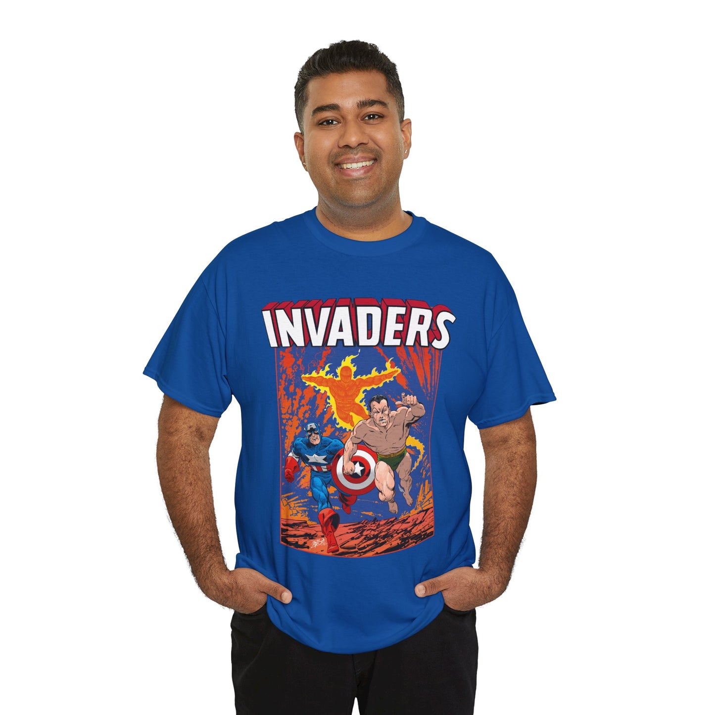 Invaders T-Shirt - John Byrne Art - Captain America, Namor, Human Torch - Marvel Comics Golden Age Characters
