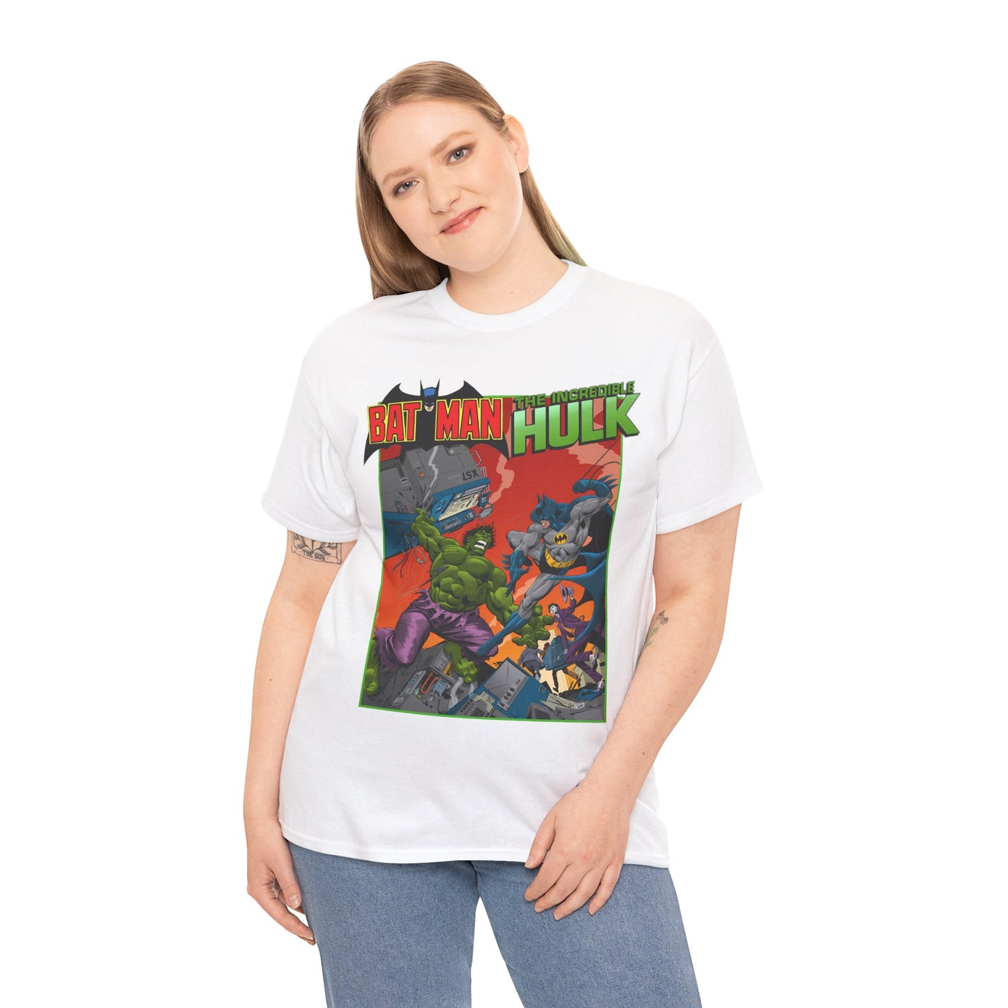 Batman Vs Incredible Hulk T-Shirt - DC Comics & Marvel - Joker - 1970s Team-Up