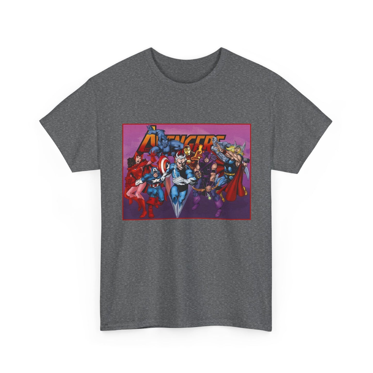 Avengers T-Shirt - John Byrne Art - Captain America, Quicksilver, Scarlet Witch, Beast, Iron Man, Thor, Hawkeye - Marvel Comics