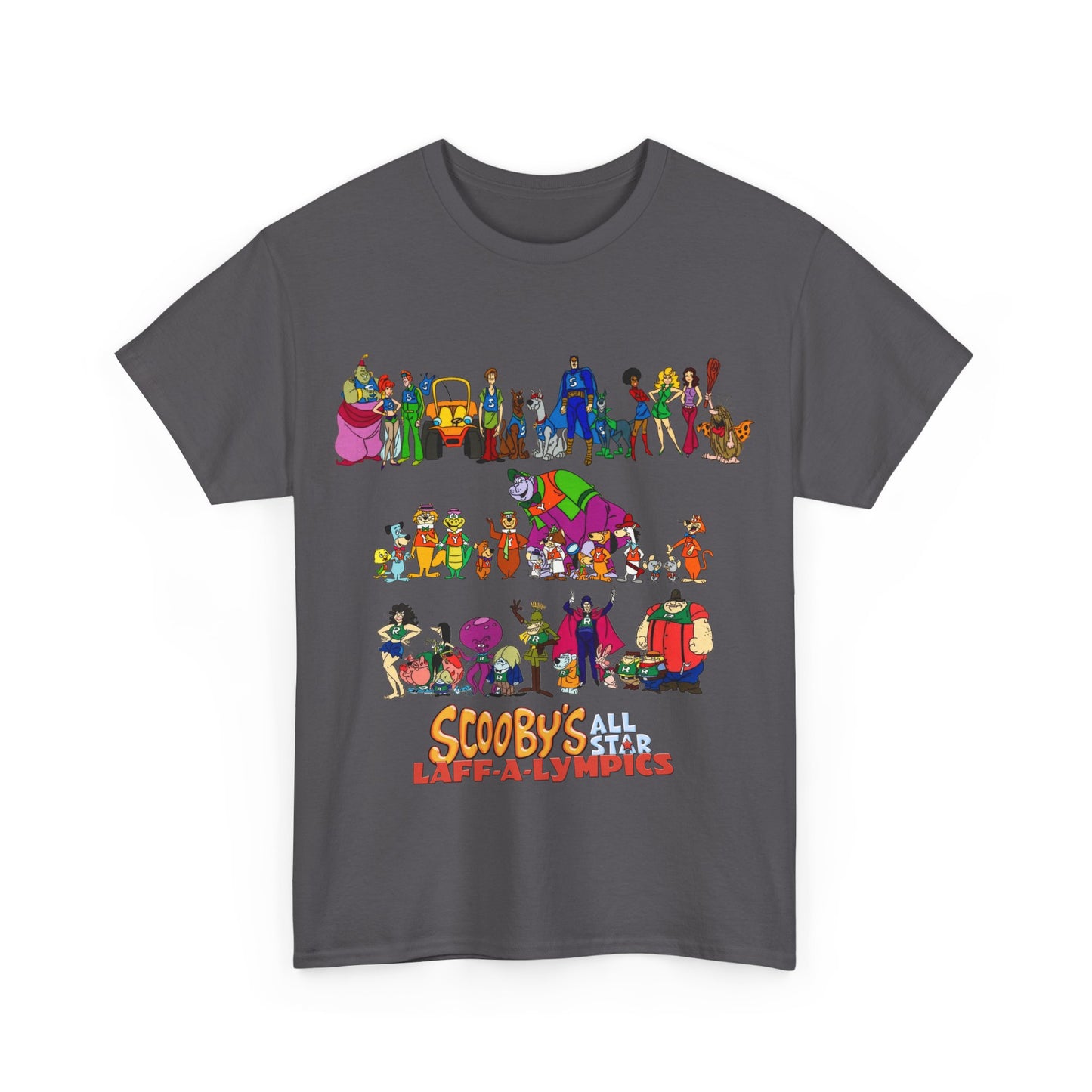 Scooby's All-Star Laff-A-Lympics T-Shirt - Hanna-Barbera Cartoon - Speed Buggy, Yogi Bear, Grape Ape, Scooby Dum, Shaggy, Wally Gator