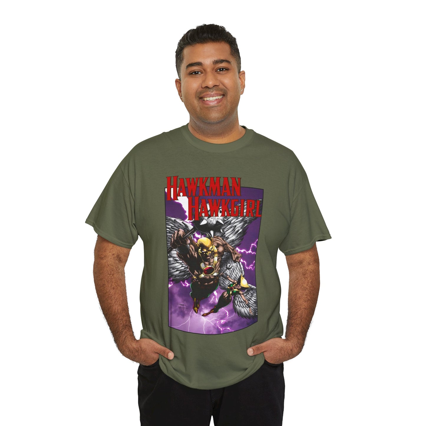 Hawkman & Hawkgirl T-Shirt - David Finch Art - Carter & Shayera Hall - JLA & JSA Members - DC Comics