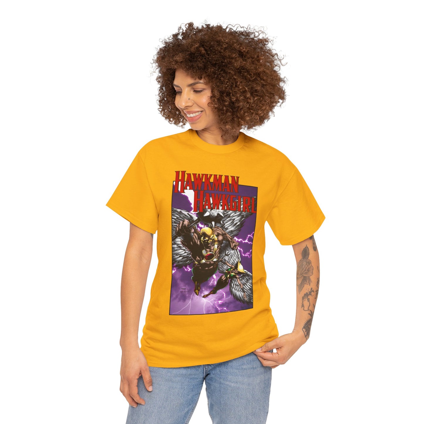 Hawkman & Hawkgirl T-Shirt - David Finch Art - Carter & Shayera Hall - JLA & JSA Members - DC Comics