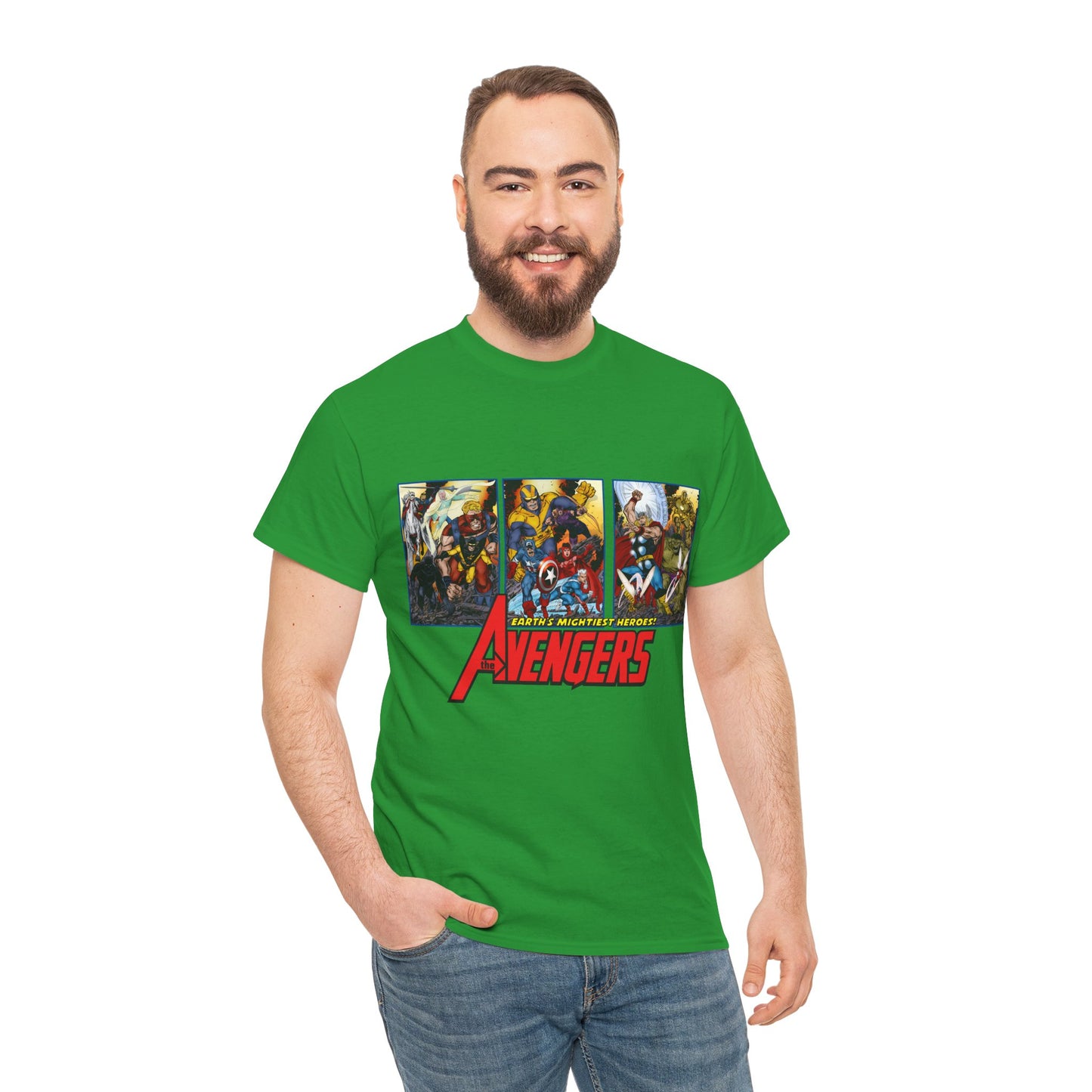 Avengers T-Shirt - John Byrne Art - Thor, Captain America, Iron Man, Hulk, Scarlet Witch, Wasp, Quicksilver, The Black Knight - Marvel Comics