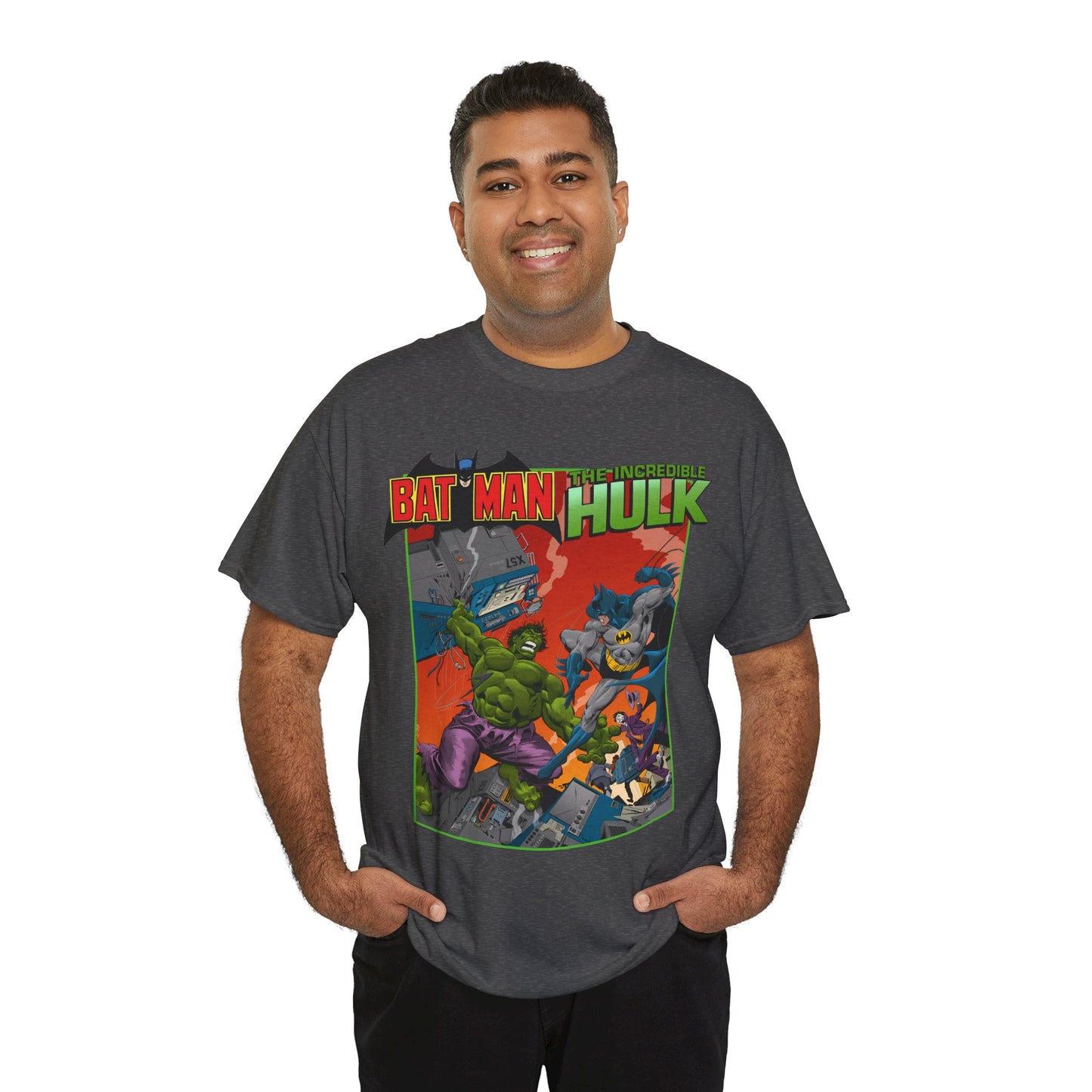 Batman Vs Incredible Hulk T-Shirt - DC Comics & Marvel - Joker - 1970s Team-Up