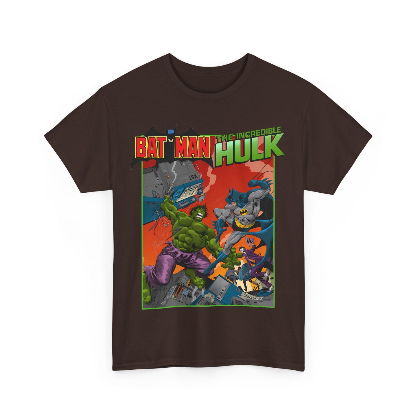 Batman Vs Incredible Hulk T-Shirt - DC Comics & Marvel - Joker - 1970s Team-Up