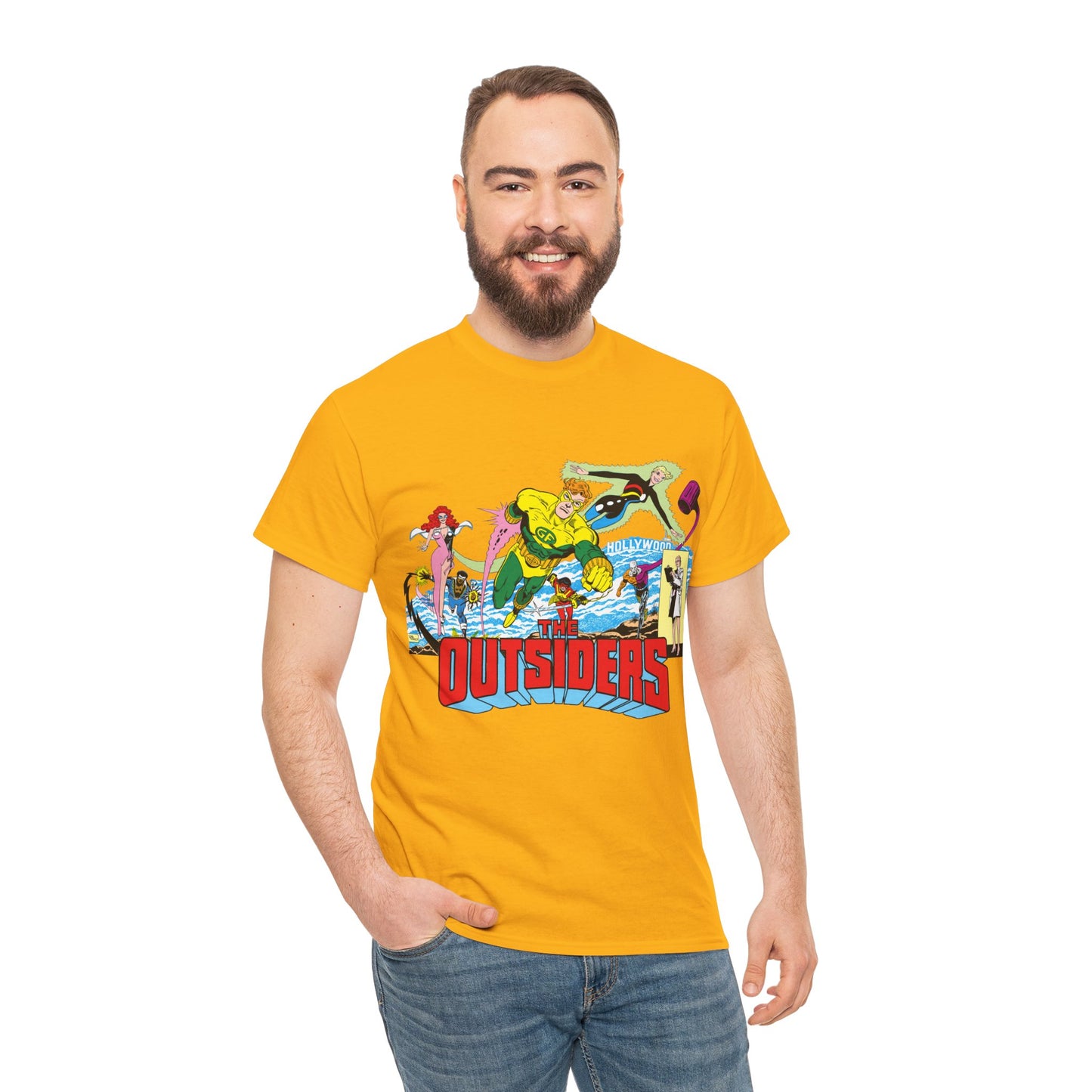 Outsiders T-Shirt - Amazing Jim Aparo Art - Black Lightning, Geo-Force, Katana, Metamorpho, Looker, Halo - DC Comics