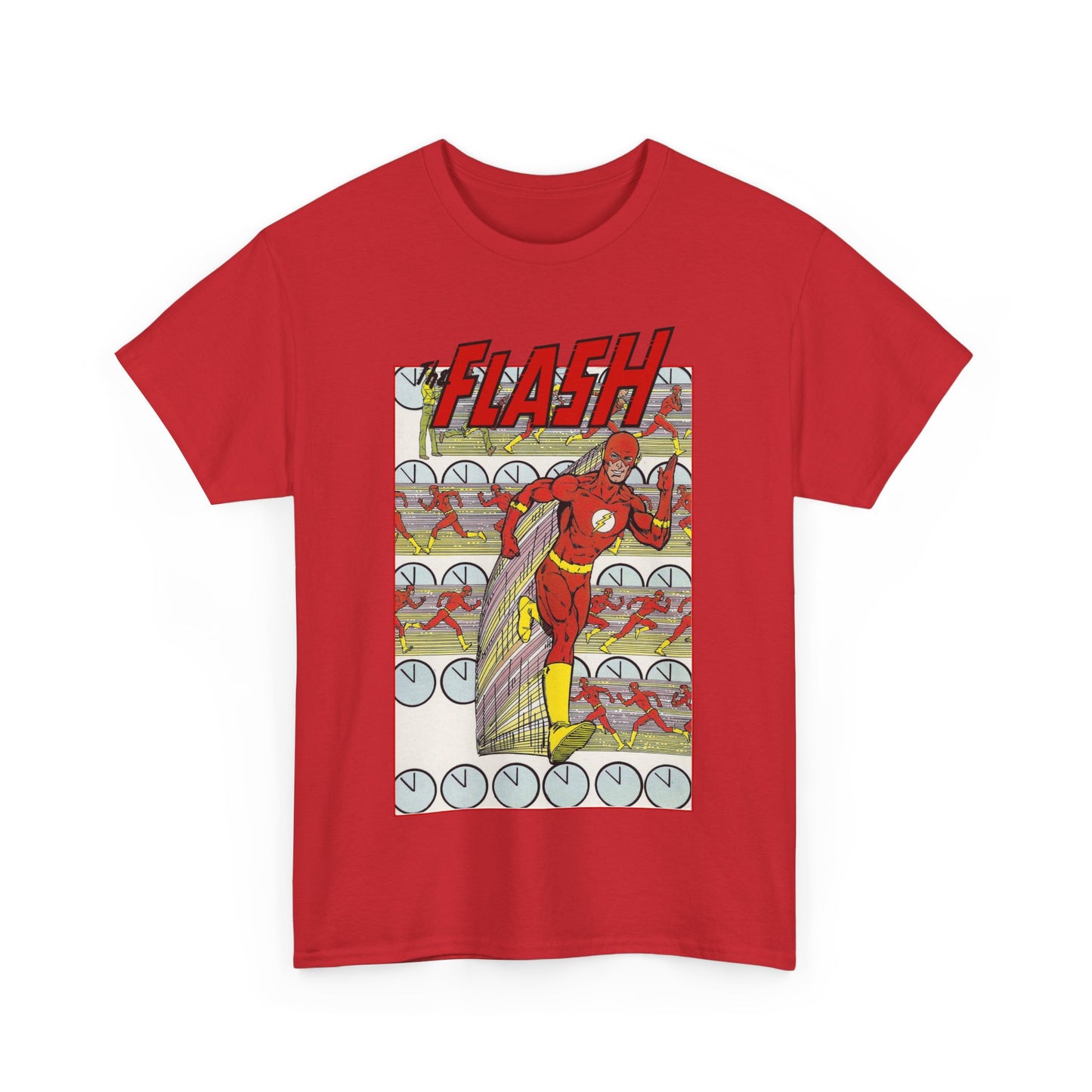 Flash T-Shirt - George Perez Art - JLA Postcard Set - 1980s Art - Justice League of America Satellite Era - Barry Allen, the Fastest Man Alive - DC Comics