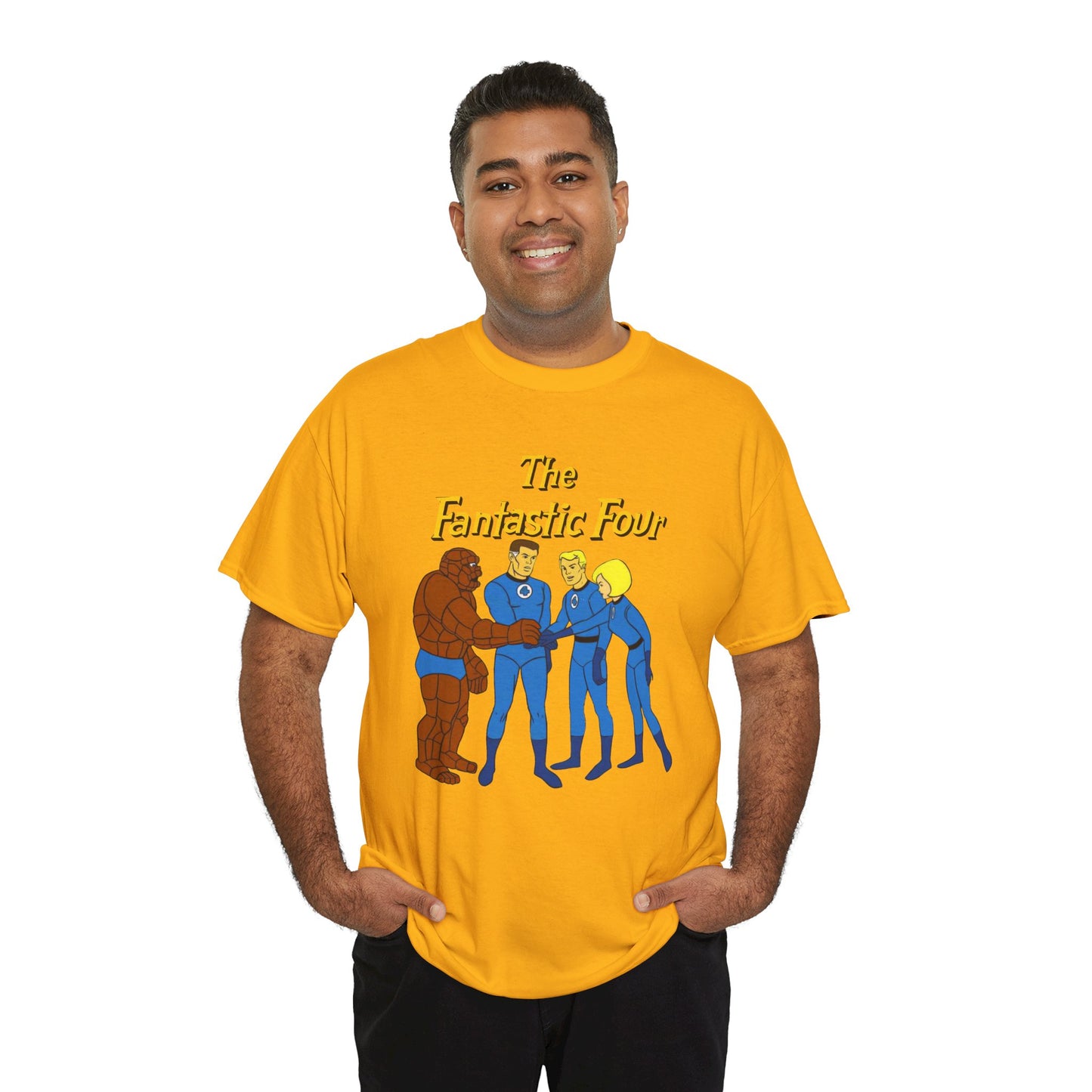 Fantastic Four T-Shirt - Hanna-Barbera 1960s Cartoon - Human Torch, The Thing, Invisible Woman - Marvel Comics