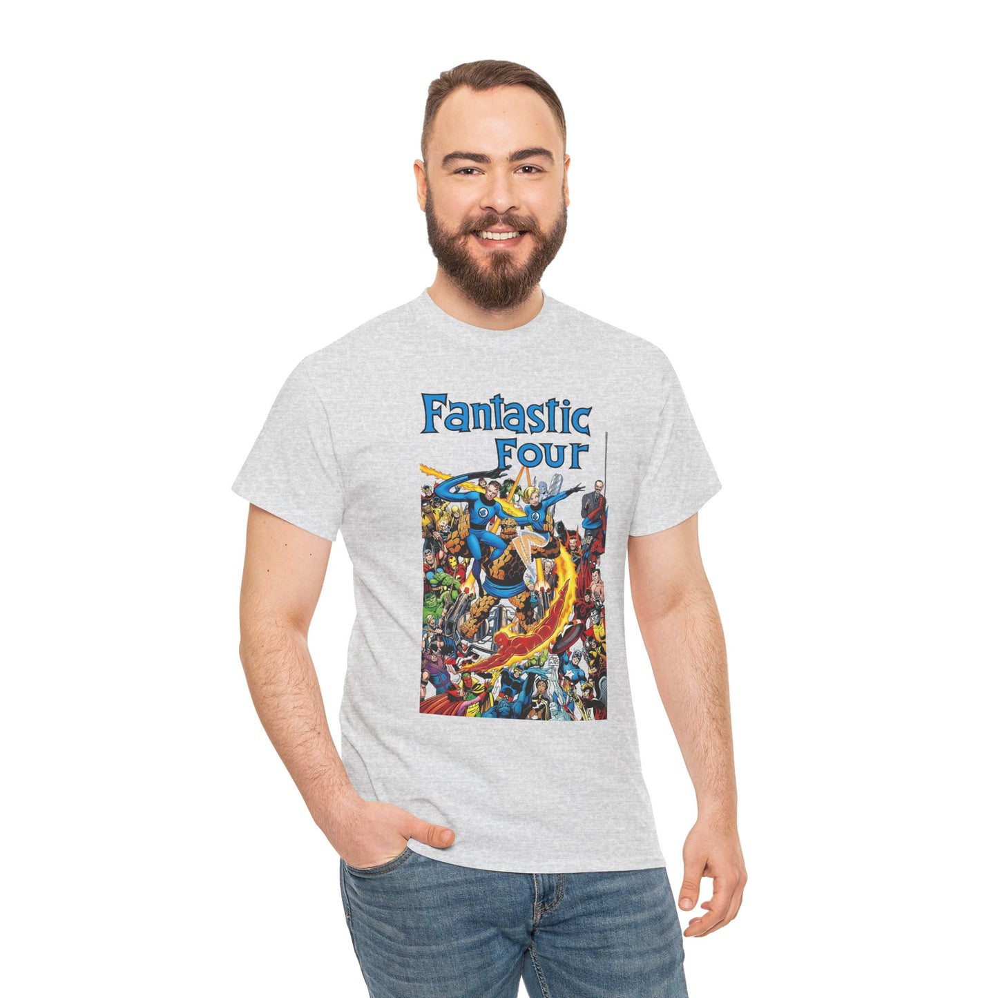 Fantastic Four T-Shirt - Classic John Byrne Art - Popular Marvel Comics Characters - Human Torch, The Thing, Invisible Woman, Reed Richards - 2025 MCU Movie
