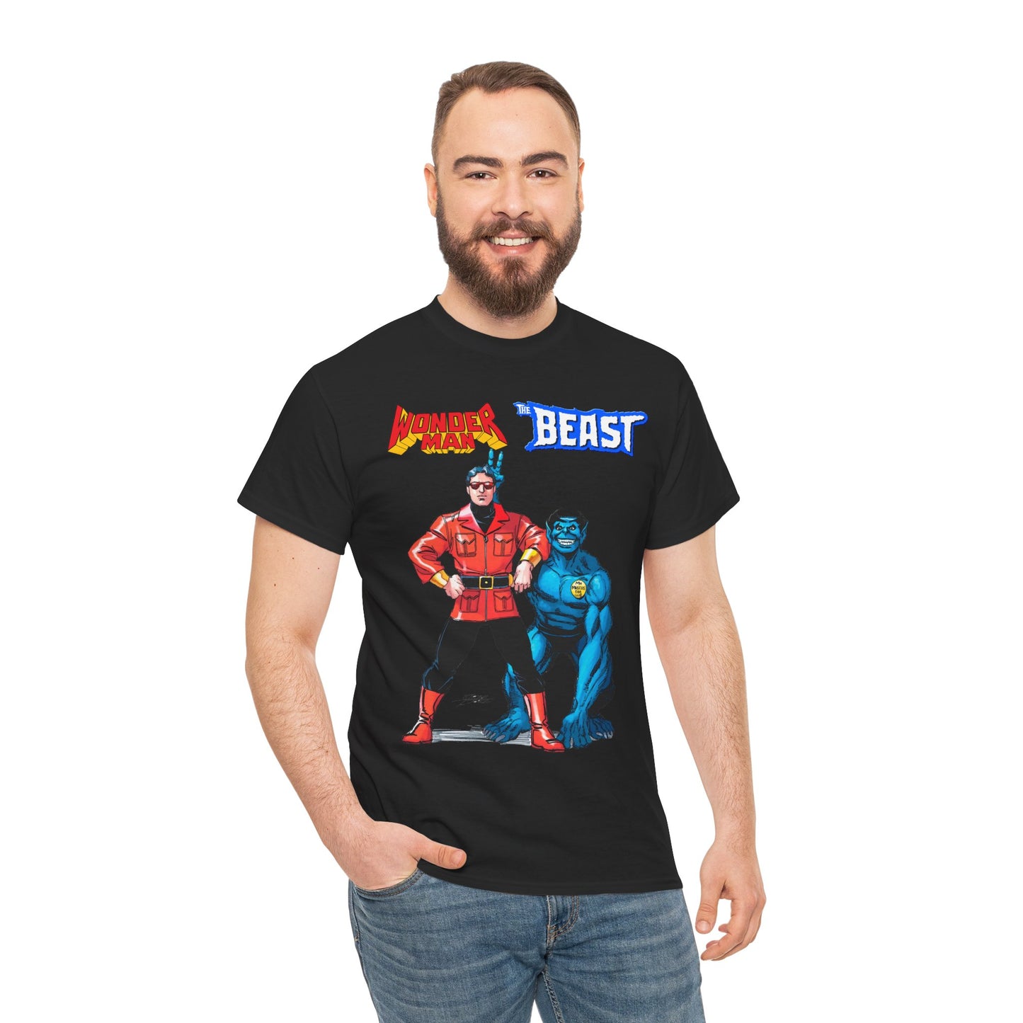Wonder Man & Beast T-Shirt - George Perez Art - Popular Avengers, X-Men Members - Simon Williams & Hank McCoy - Marvel Comics
