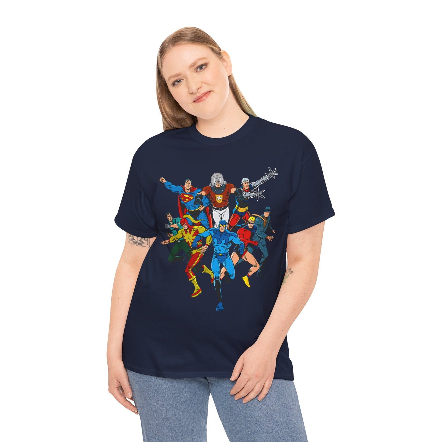 Charlton Characters T-Shirt - DC Comics - Captain Atom, Peacemaker, The Question, Blue Beetle, Judomaster