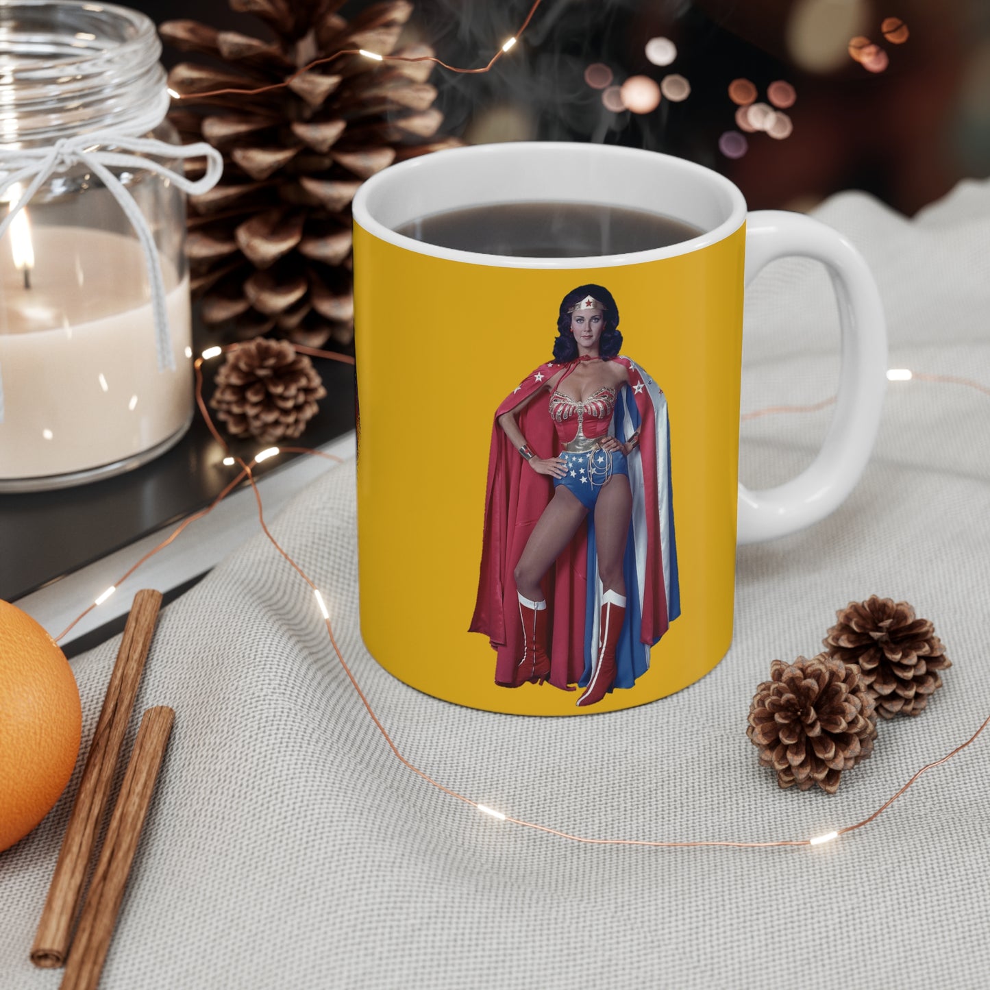Wonder Woman (Lynda Carter) Coffee Mug, 11oz - 1970s Classic TV Show - DC Comics - Amazon Princess
