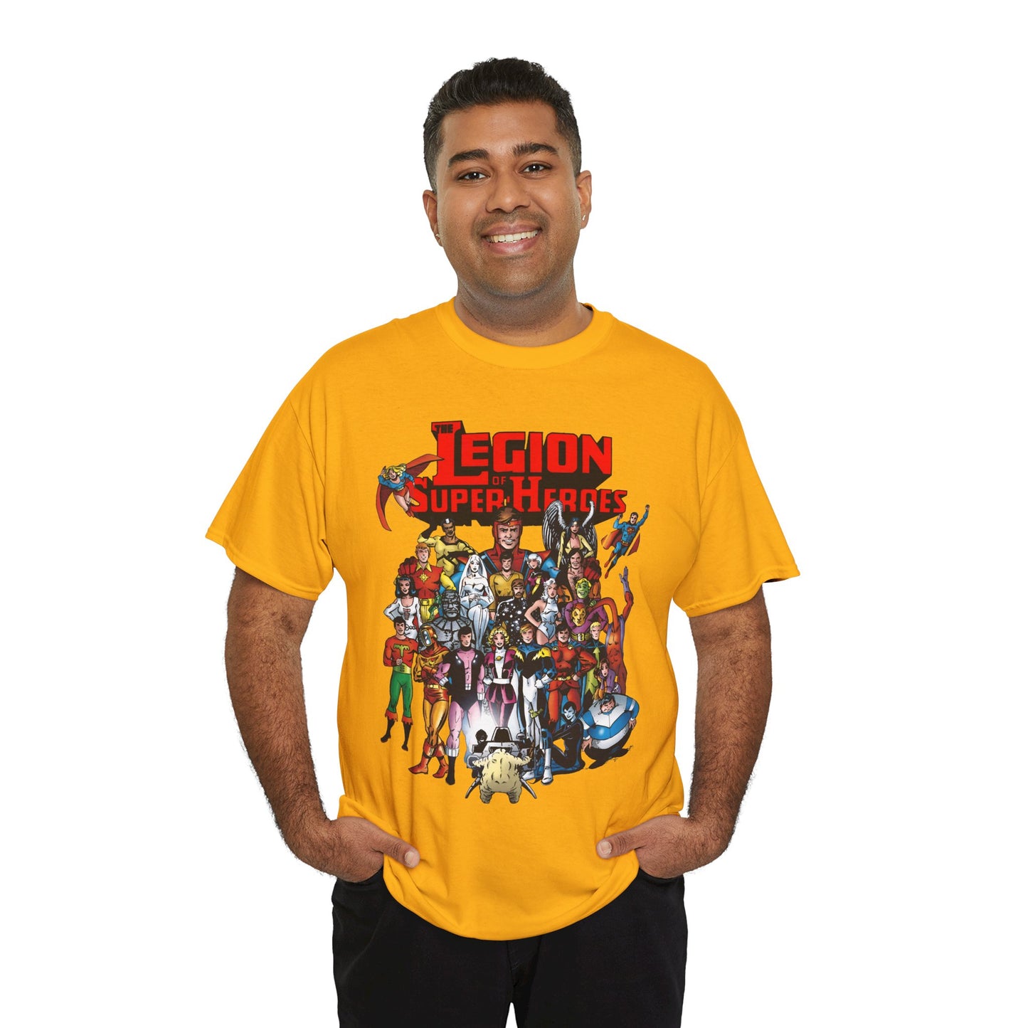 Legion of Super-Heroes T-Shirt - #300 Cover Art - Cosmic Boy, Saturn Girl, Superboy, Wildfire, Mon-El, Dream Girl, Brainiac 5, Supergirl - DC Comics