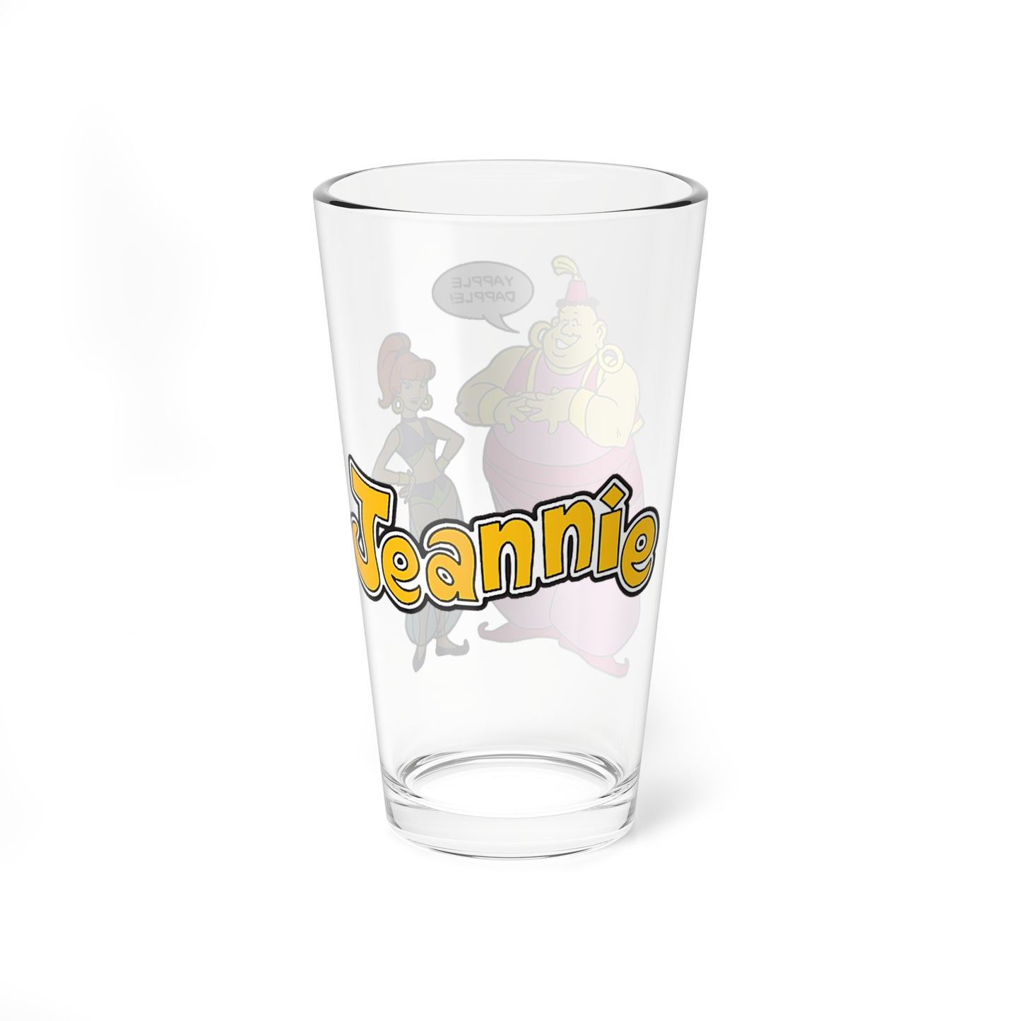 Jeannie & Babu Pint Glass, 16oz - Hanna-Barbera Animated 1970s Saturday Morning Cartoon - Yapple Dapple