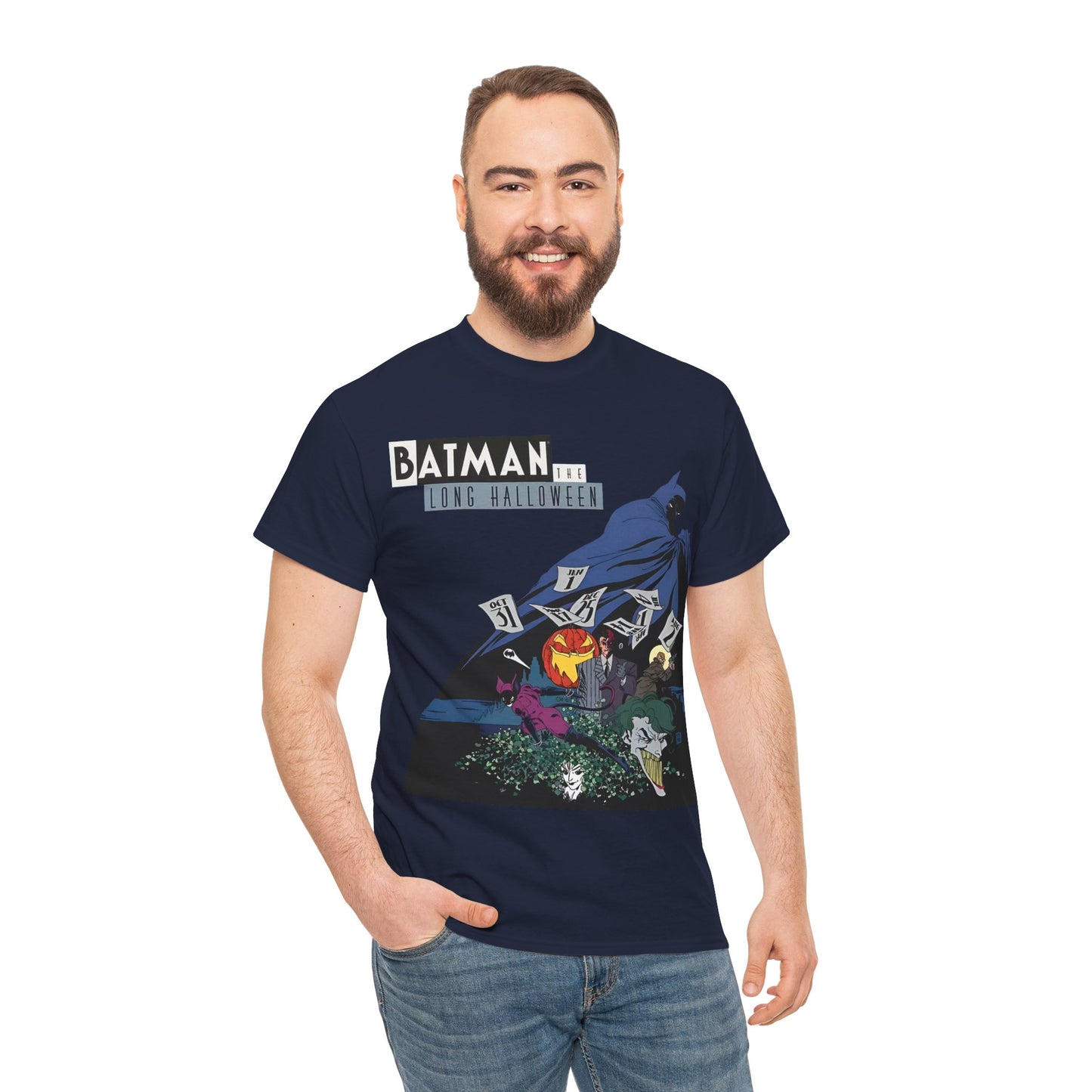 Batman The Long Halloween T-Shirt - Stunning Tim Sale Art - Joker, Catwoman, Two-Face, Poison Ivy, Commissioner Gordon - DC Comics - Classic Story