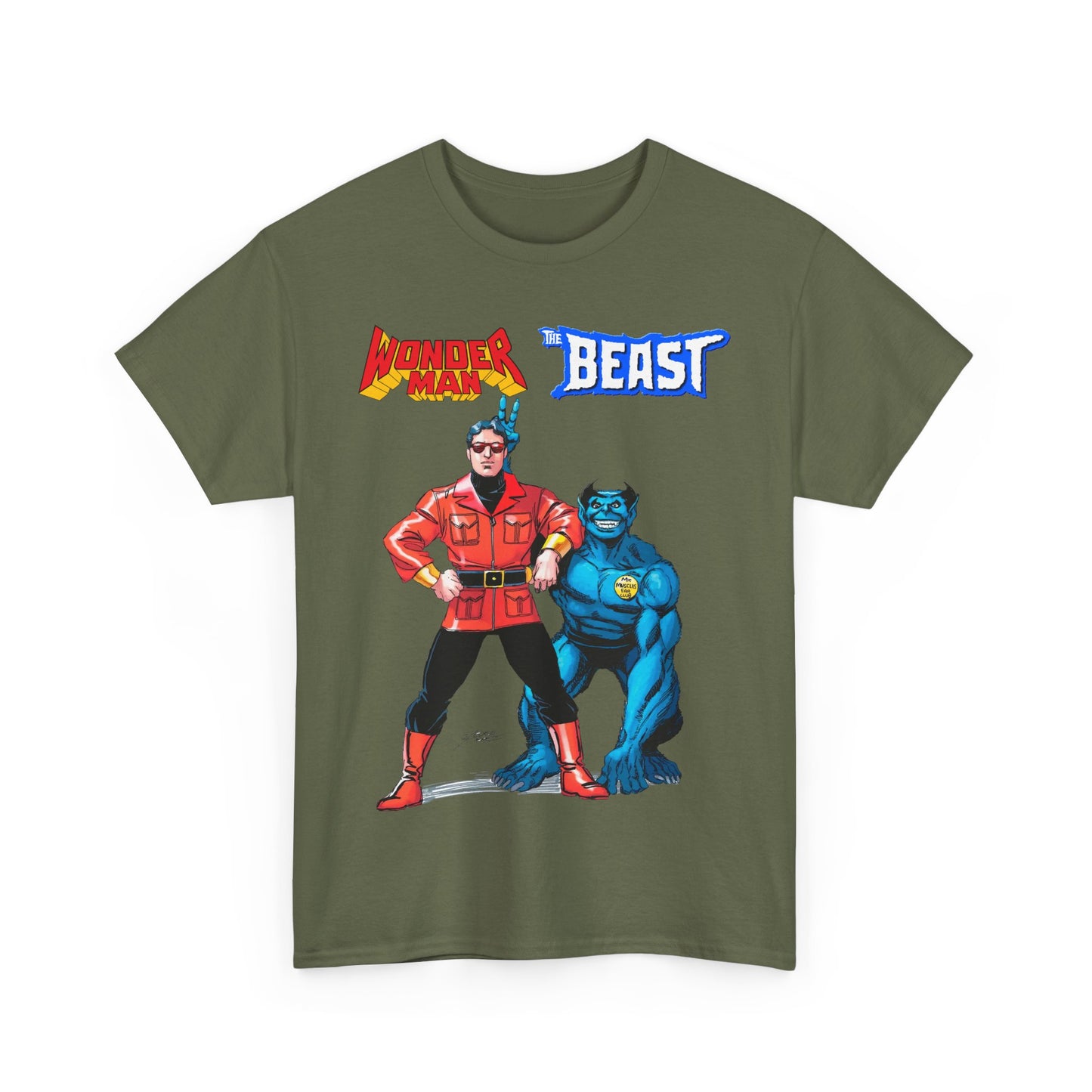 Wonder Man & Beast T-Shirt - George Perez Art - Popular Avengers, X-Men Members - Simon Williams & Hank McCoy - Marvel Comics