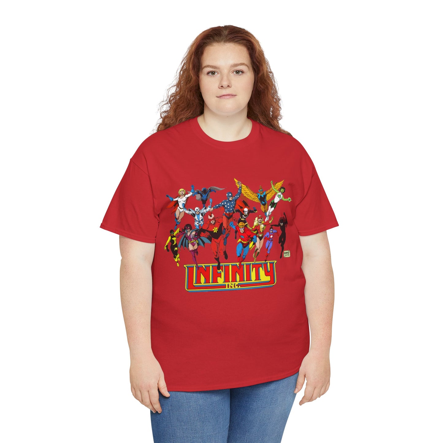 Infinity Inc Shirt - Tom Grummett Art - Jade, Obsidian, Huntress, Power Girl, Fury, Silver Scarab, Wildcat, Star-Spangled Kid - JSA Successors - DC Comics