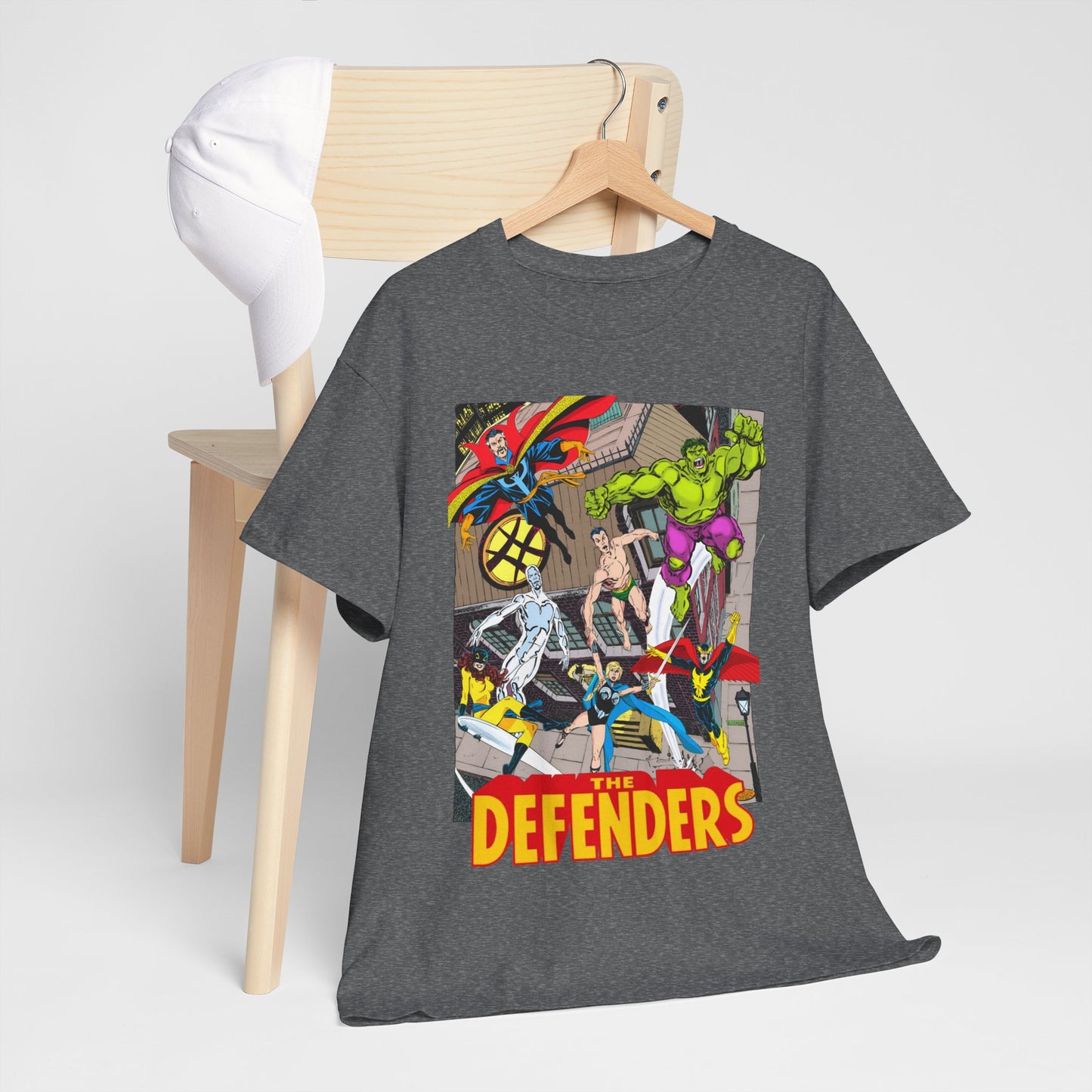 Defenders T-Shirt - John Byrne Art - Marvel Comics - Dr Strange, Nighthawk, Hulk