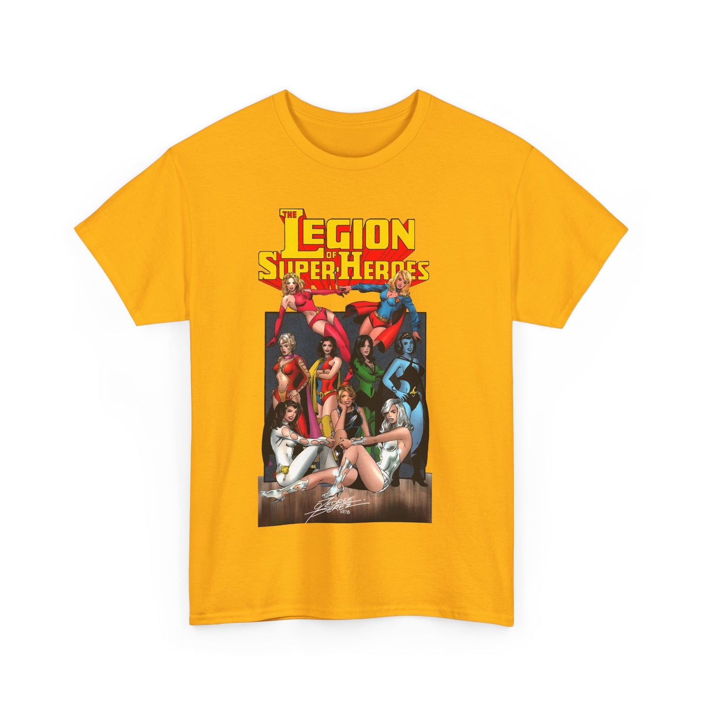 Legion of Super-Heroes T-Shirt - George Perez Art - Saturn Girl, Supergirl, Dream Girl, Shadow Lass, Phantom Girl - The Super Woman of LOSH - DC Comics
