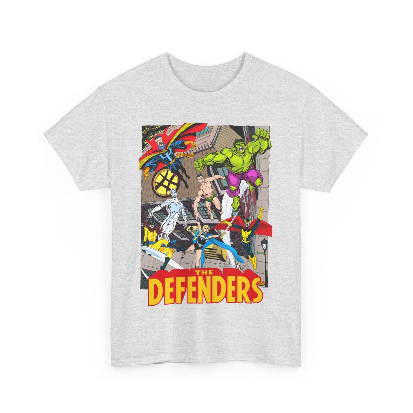 Defenders T-Shirt - John Byrne Art - Marvel Comics - Dr Strange, Nighthawk, Hulk