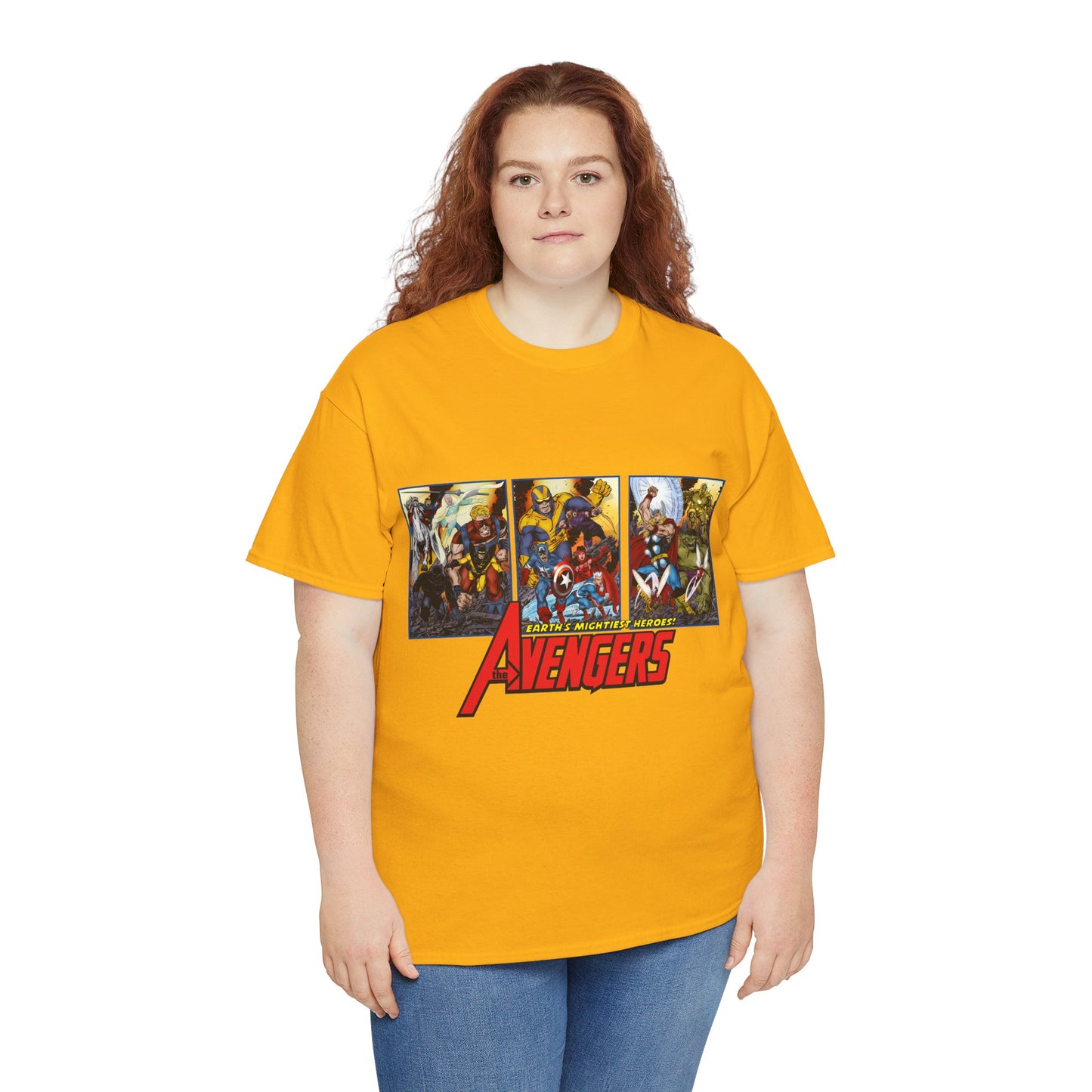 Avengers T-Shirt - John Byrne Art - Thor, Captain America, Iron Man, Hulk, Scarlet Witch, Wasp, Quicksilver, The Black Knight - Marvel Comics