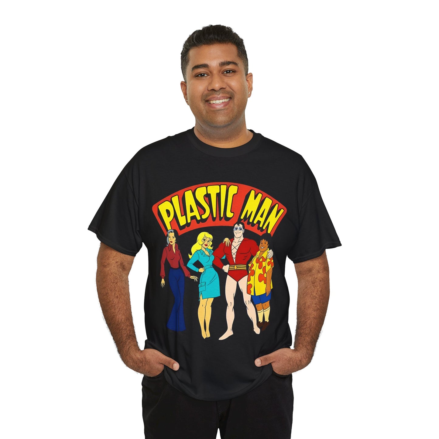 Plastic Man T-Shirt - Penny, Hula-Hula - Ruby-Spears Saturday Morning Cartoon 1980s - DC Comics Character