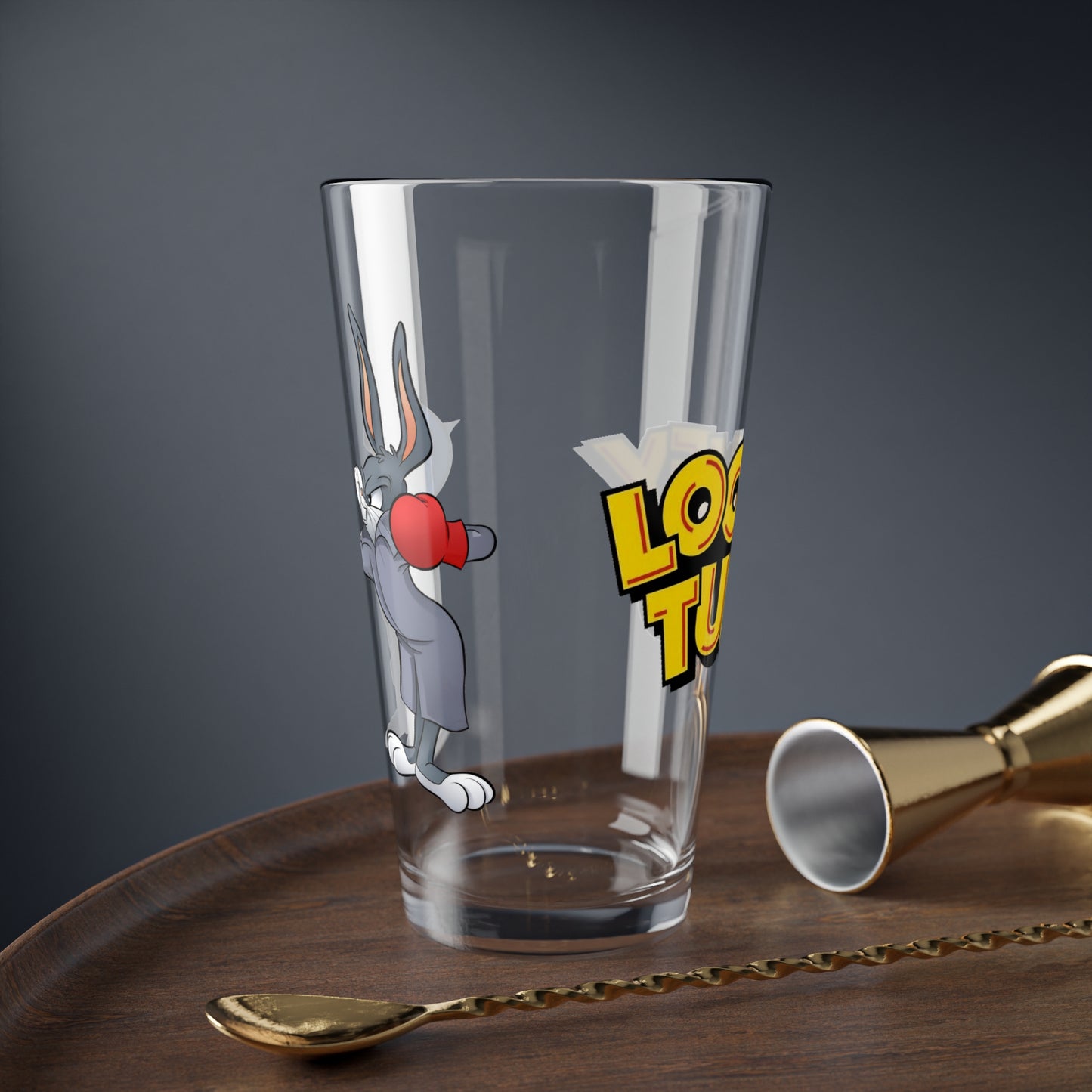 Bugs Bunny & Elmer Fudd Pint Glass, 16oz - Popular Looney Tunes Cartoon Art - King Arthur's Court - Medieval Knights Theme - WB
