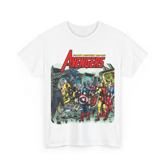 Classic Avengers T-Shirt - George Perez Art - Captain America, Hawkeye, Iron Man, Vision, Scarlet Witch, Quicksilver, Jarvis - Marvel Comics