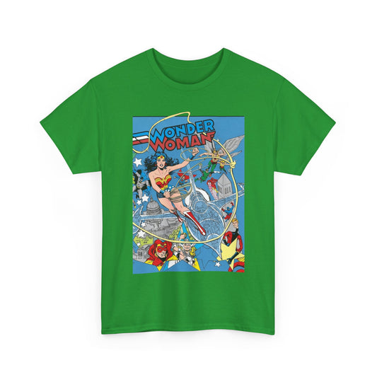 Wonder Woman T-Shirt - Ed Hannigan Art - #300 Cover Art - Hawkman, Green Lantern, Elongated Man, Sandman - DC Comics