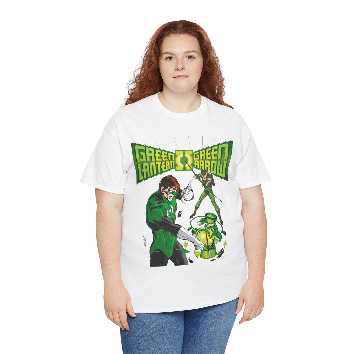 Green Lantern & Green Arrow T-Shirt - Neal Adams Art - Hal Jordan & Oliver Queen - Justice League Members - 1970s DC Comics