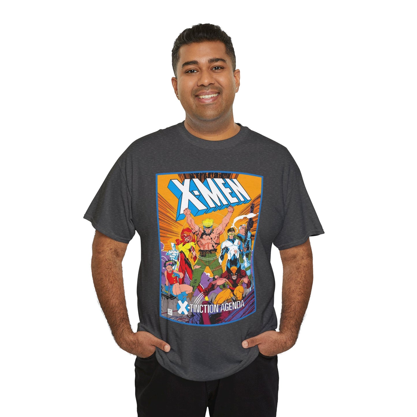 Uncanny X-Men T-Shirt - Jim Lee Art - Wolverine, Cyclops, Jean Grey, Cable, Iceman, Havok, Jubilee - X-Tinction Agenda - Marvel Comics