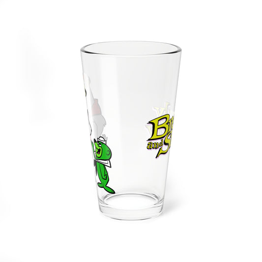 Breezly & Sneezly Pint Glass, 16oz - Hanna-Barbera 1960s Cartoon - Polar Bear & Green Seal