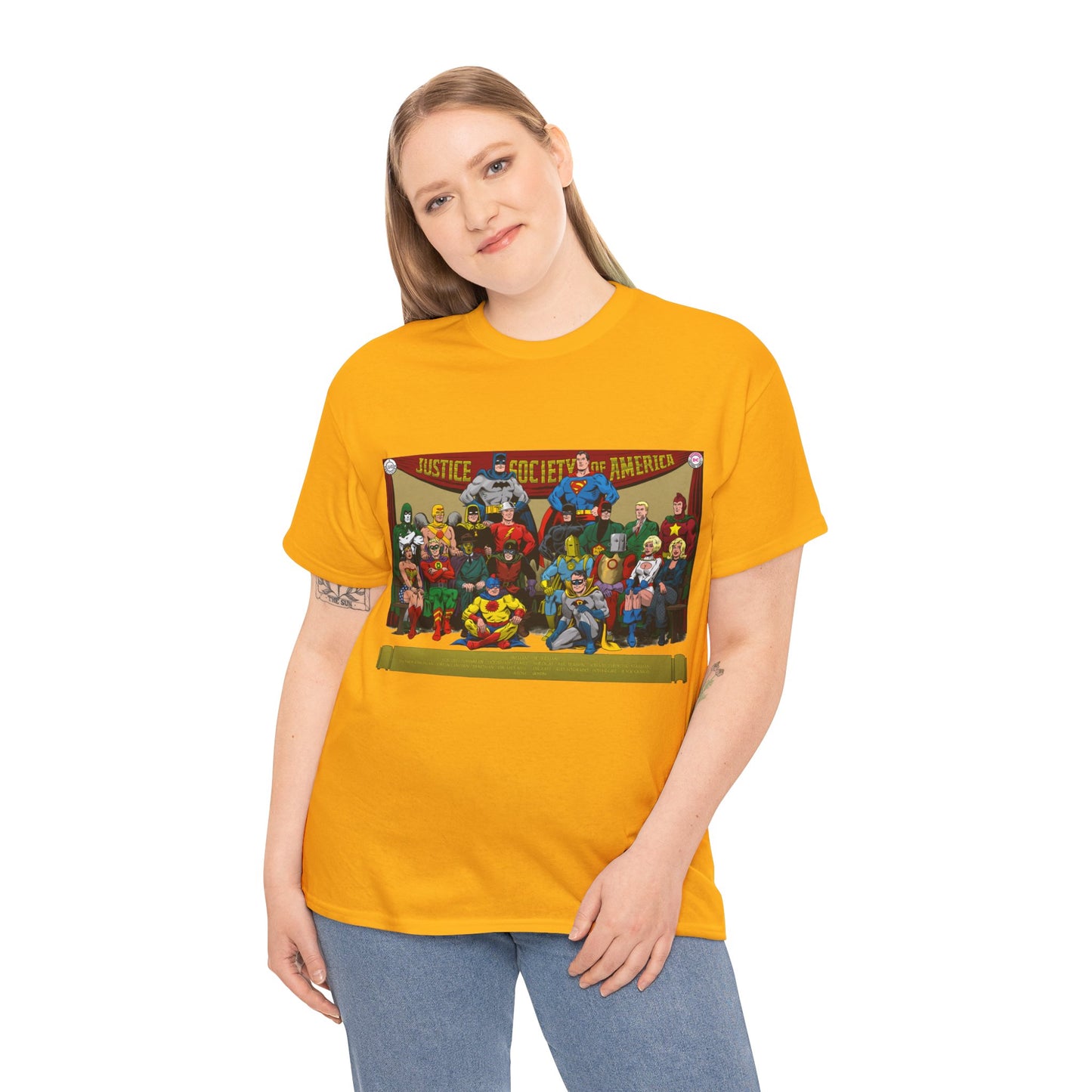 JSA T-Shirt - Sandman, Starman, Atom, Dr Fate, Mr Terrific, Flash, Green Lantern - DC Comics - Justice Society of America - Golden Age
