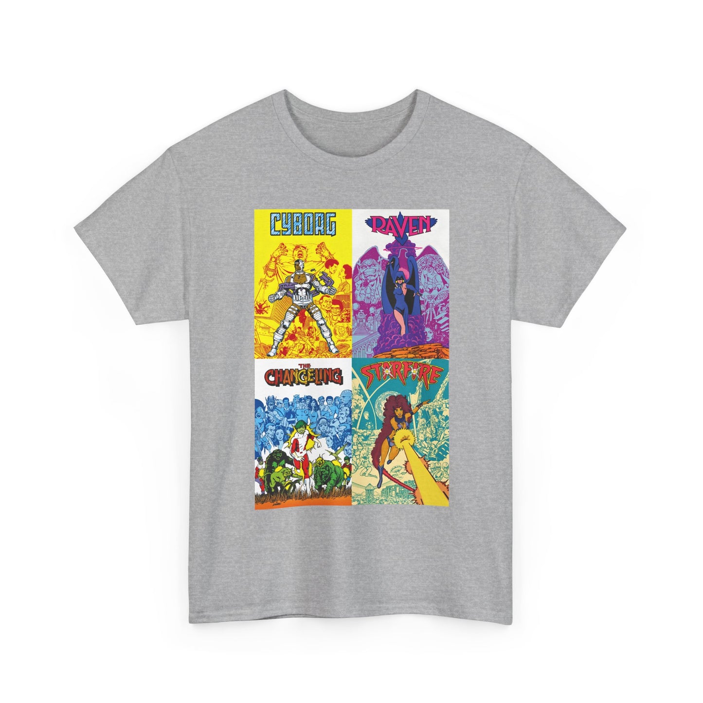 Tales of the New Teen Titans T-Shirt - George Perez Art - Cyborg, Raven, Changeling, Starfire - 1980s Mini-Series Showcasing Their Origins - DC Comics